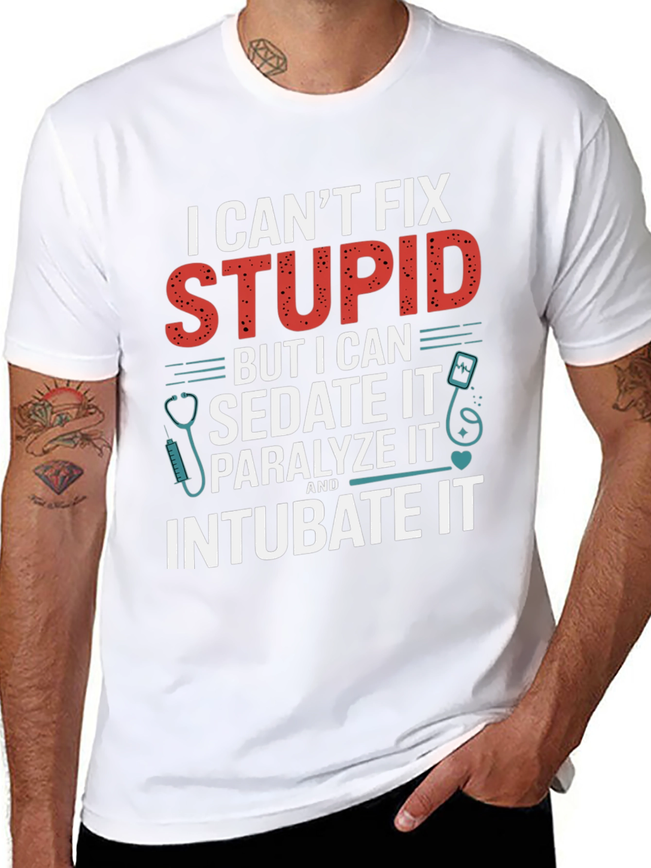 Funny Doctor/Nurse T-Shirt - Cant Fix Stupid