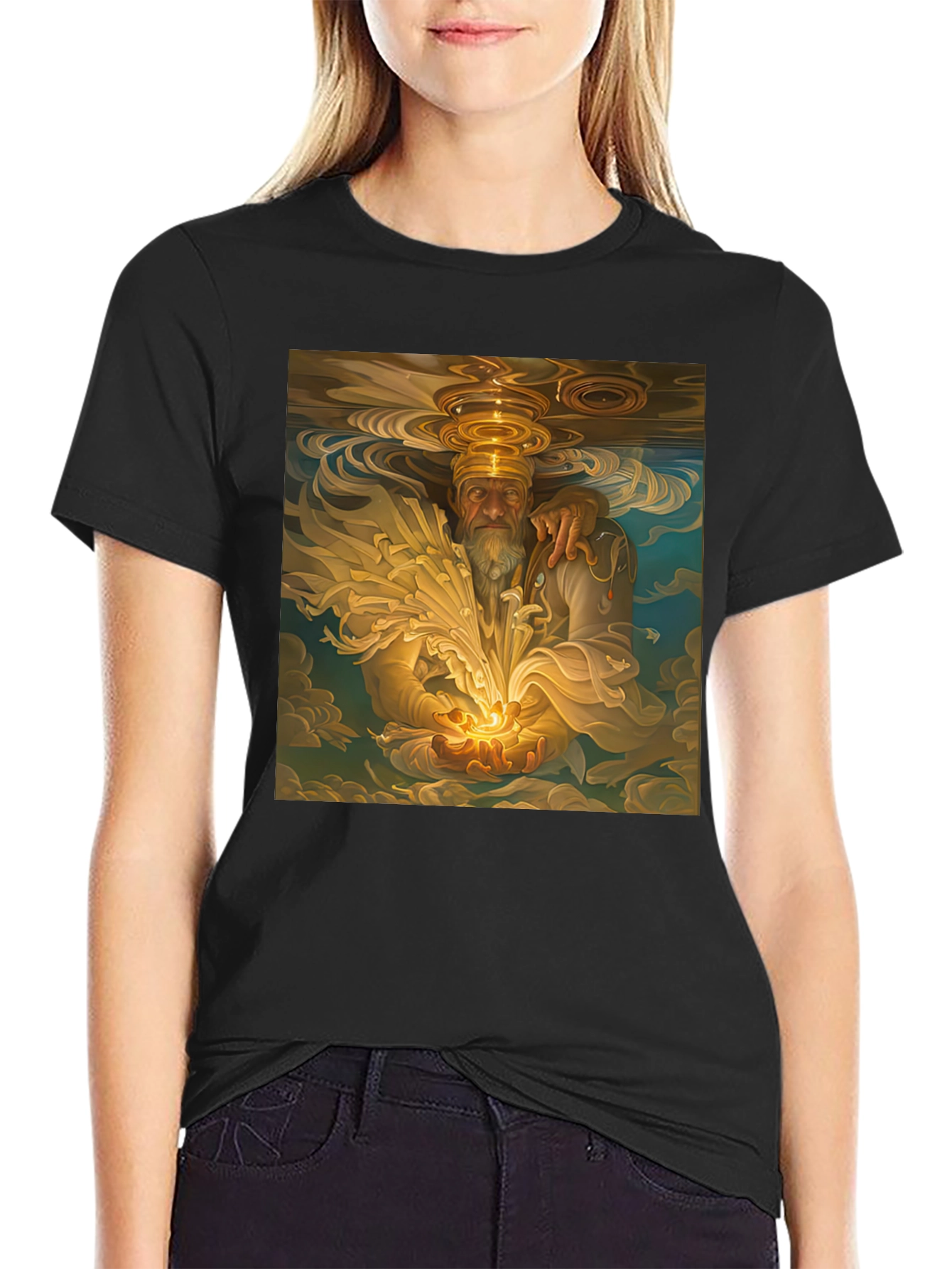 Wizard Graphic Print Tee - Soft Black Cotton