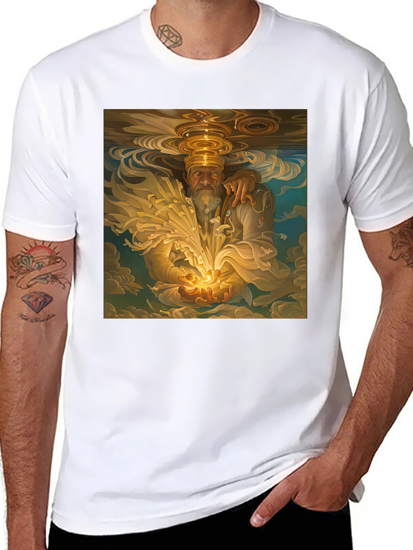 Wizard Graphic Print Tee - Soft Black Cotton