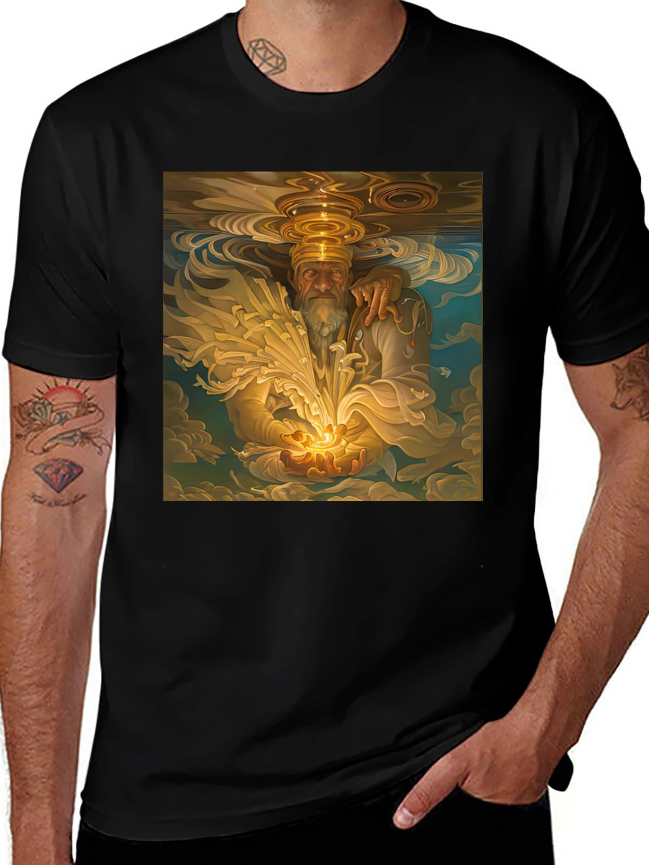 Wizard Graphic Print Tee - Soft Black Cotton