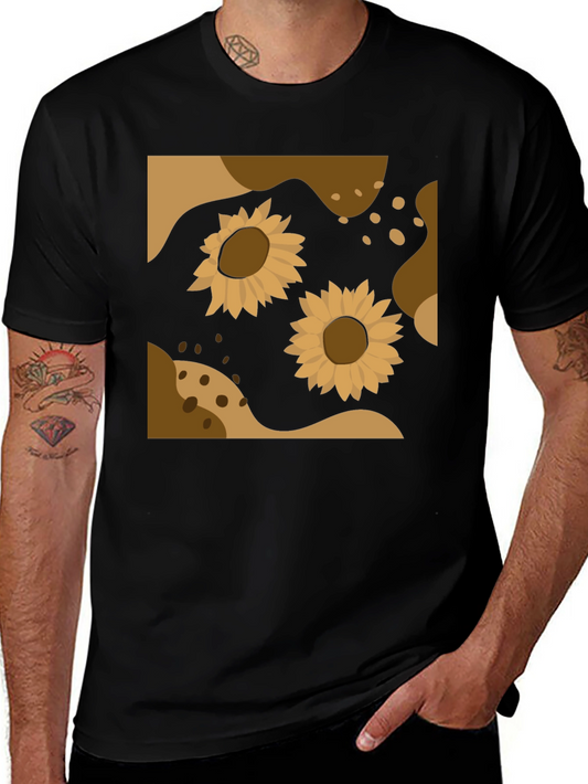 Sunflower Abstract Graphic Black Tee
