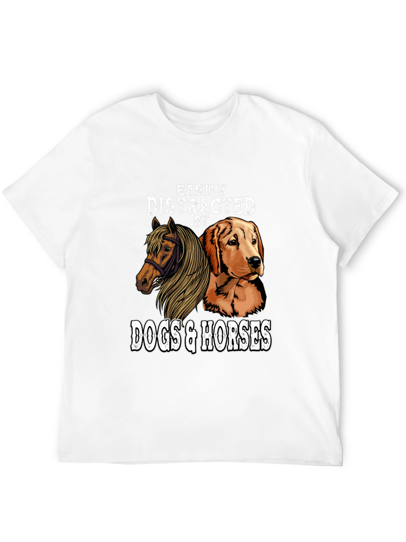Easily Distracted By Dogs & Horses Graphic T-Shirt