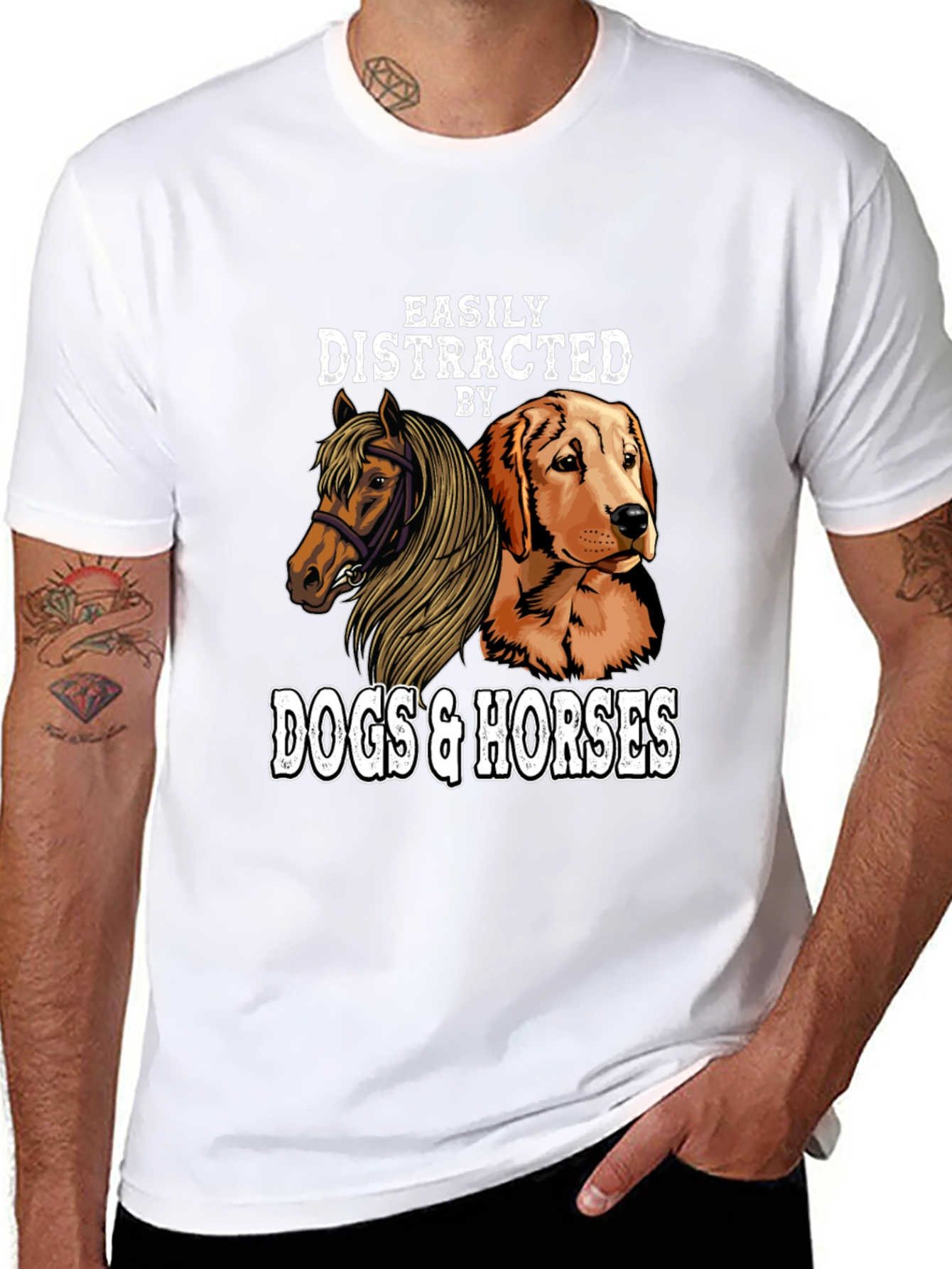 Easily Distracted By Dogs & Horses Graphic T-Shirt