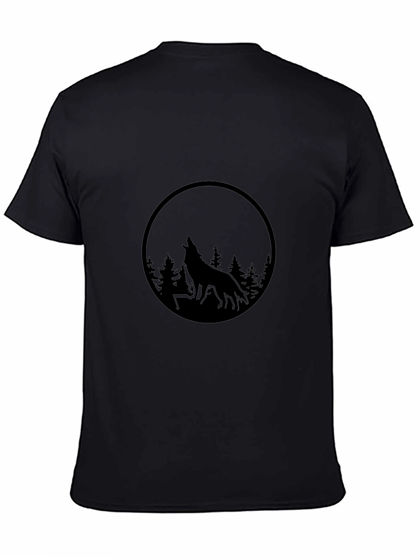 Mens Black Wolf Silhouette Graphic Tee