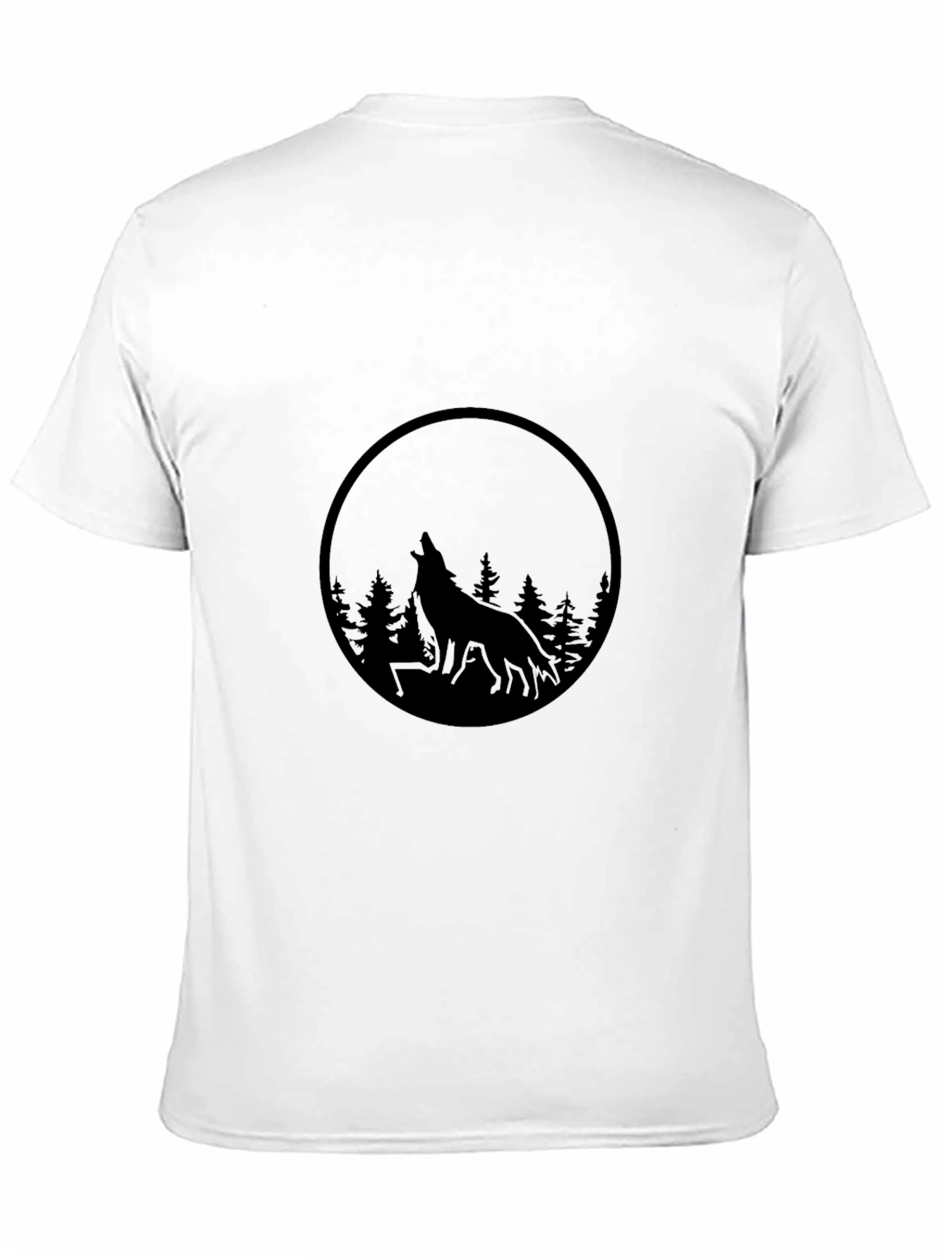 Mens Black Wolf Silhouette Graphic Tee