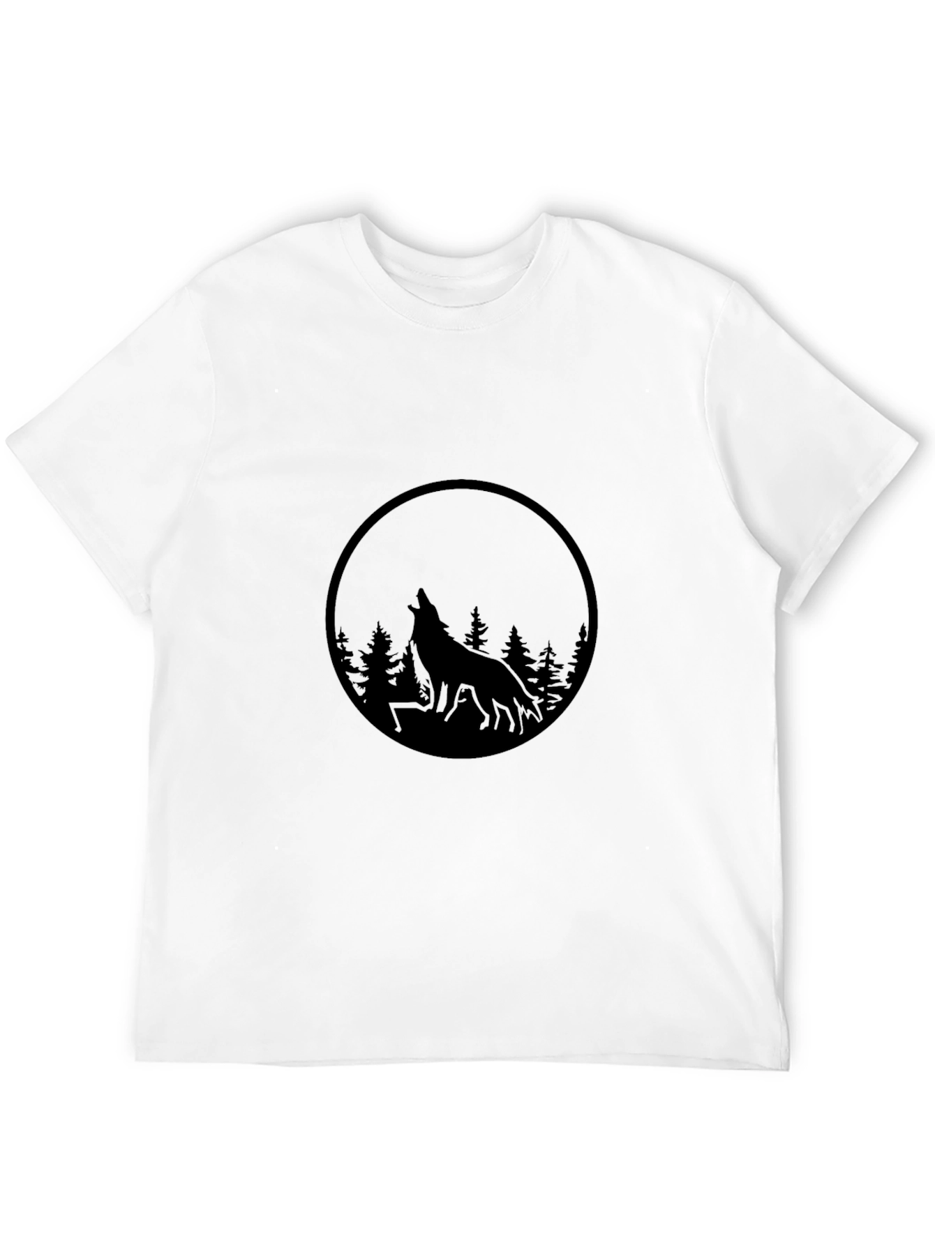 Mens Black Wolf Silhouette Graphic Tee