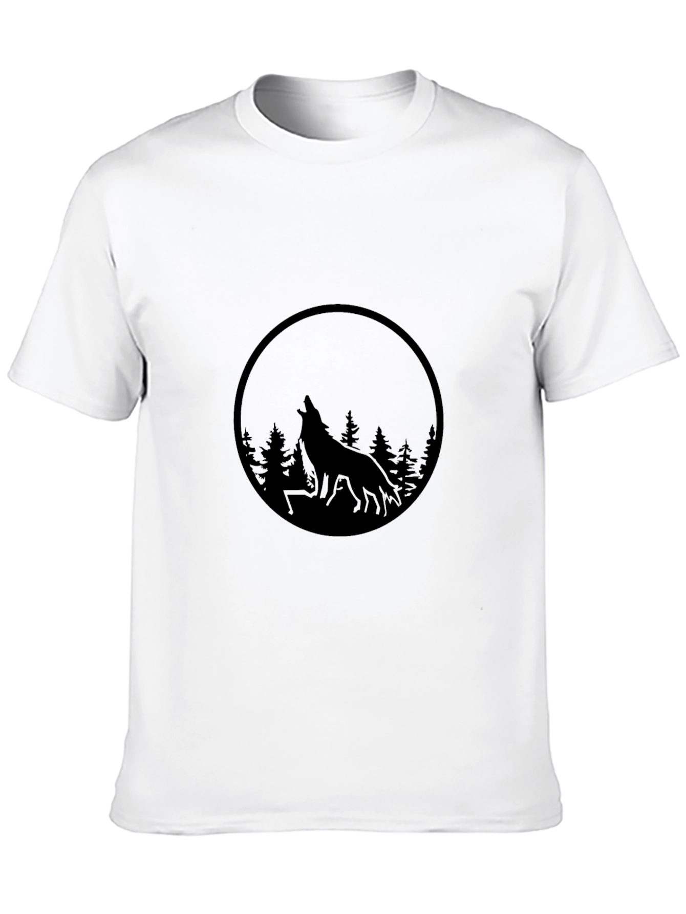 Mens Black Wolf Silhouette Graphic Tee