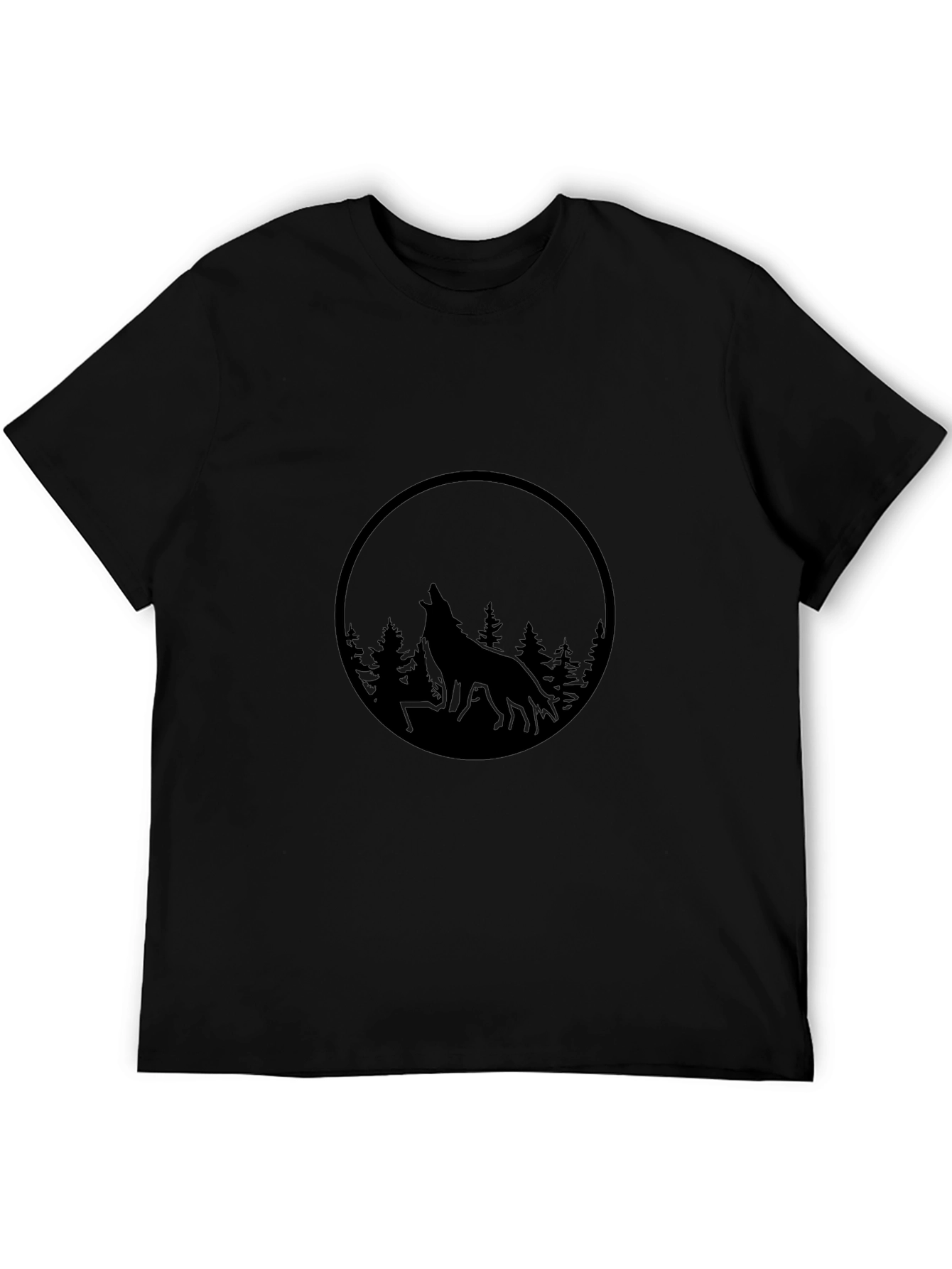 Mens Black Wolf Silhouette Graphic Tee