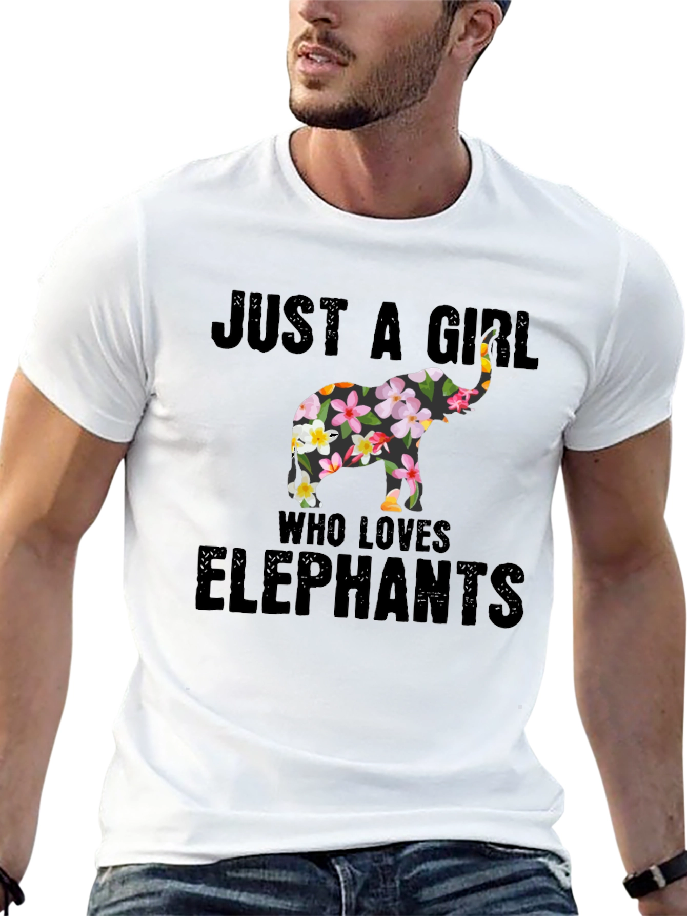 Floral Elephant Womens T-Shirt
