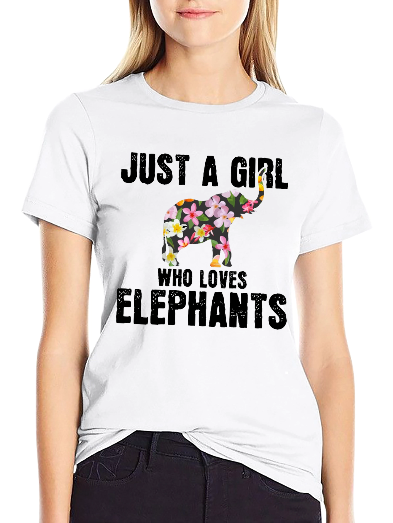 Floral Elephant Womens T-Shirt