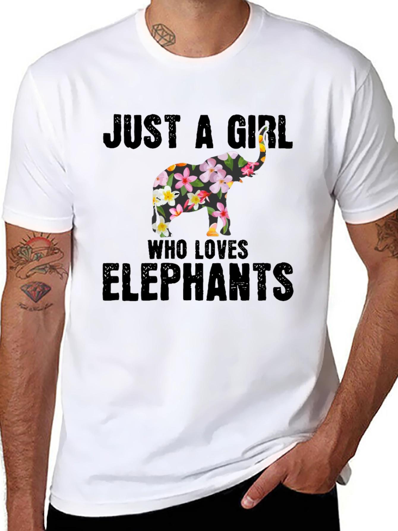 Floral Elephant Womens T-Shirt