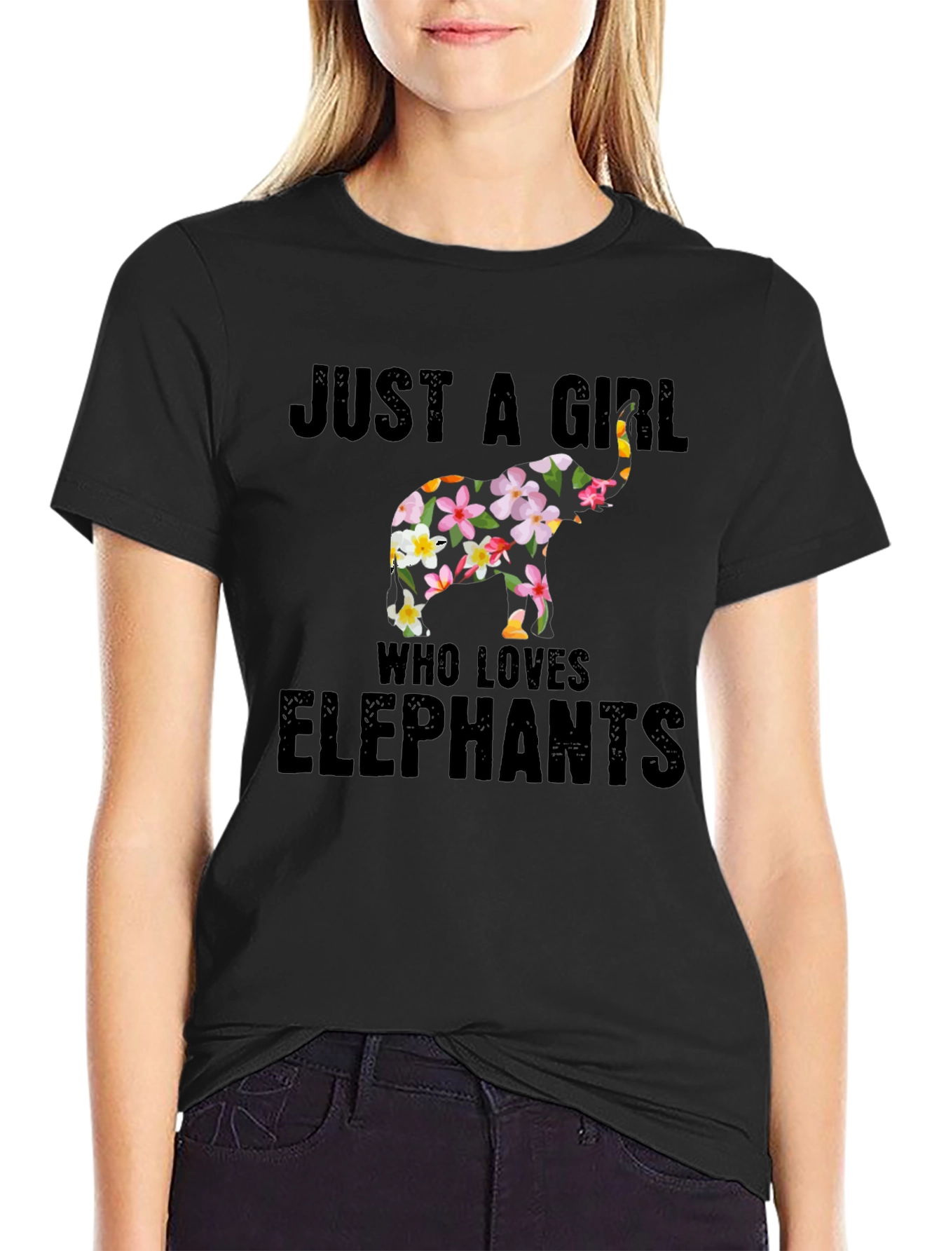 Floral Elephant Womens T-Shirt