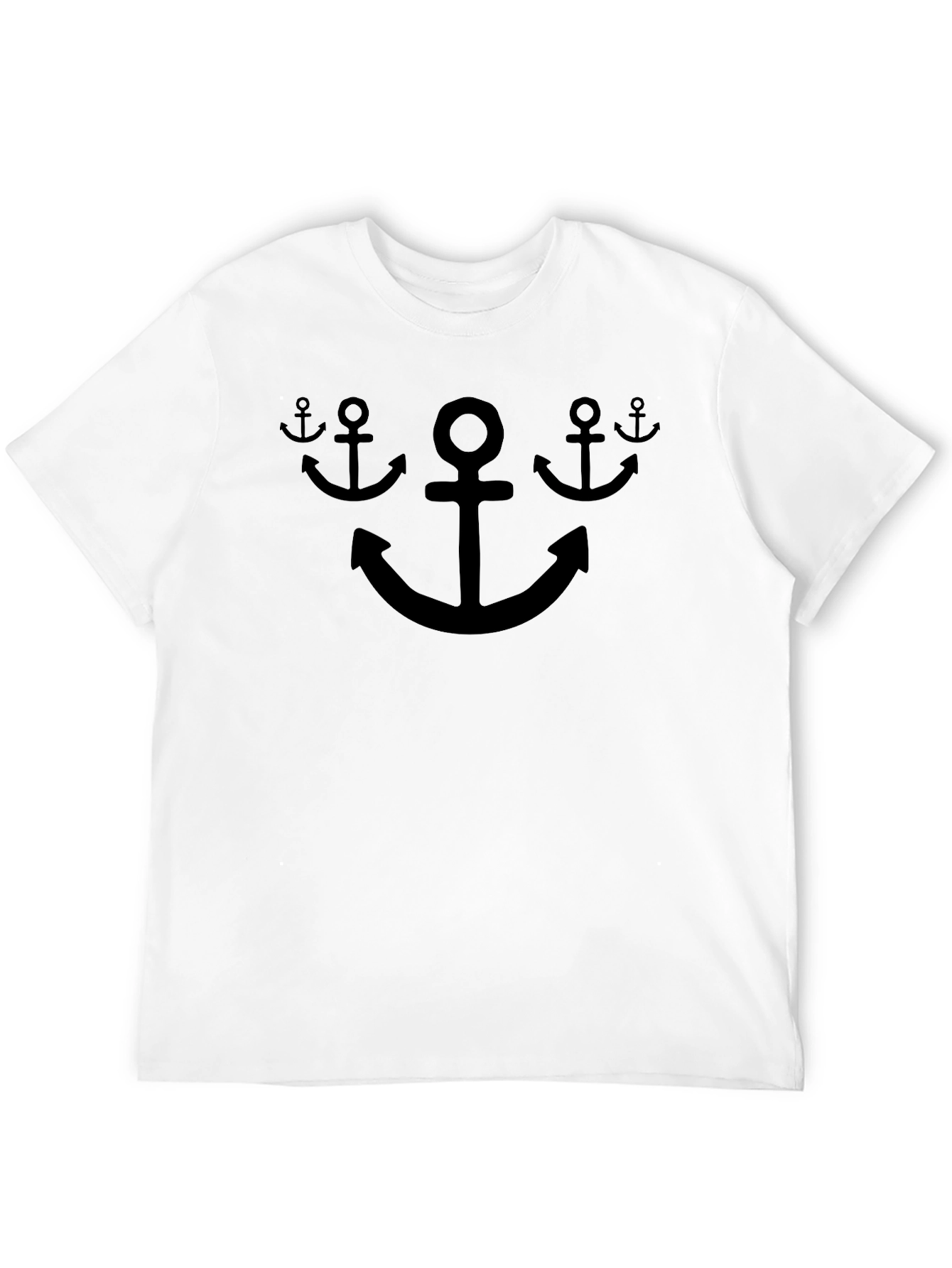 Nautical Anchor Graphic Tee - Black Cotton T-Shirt