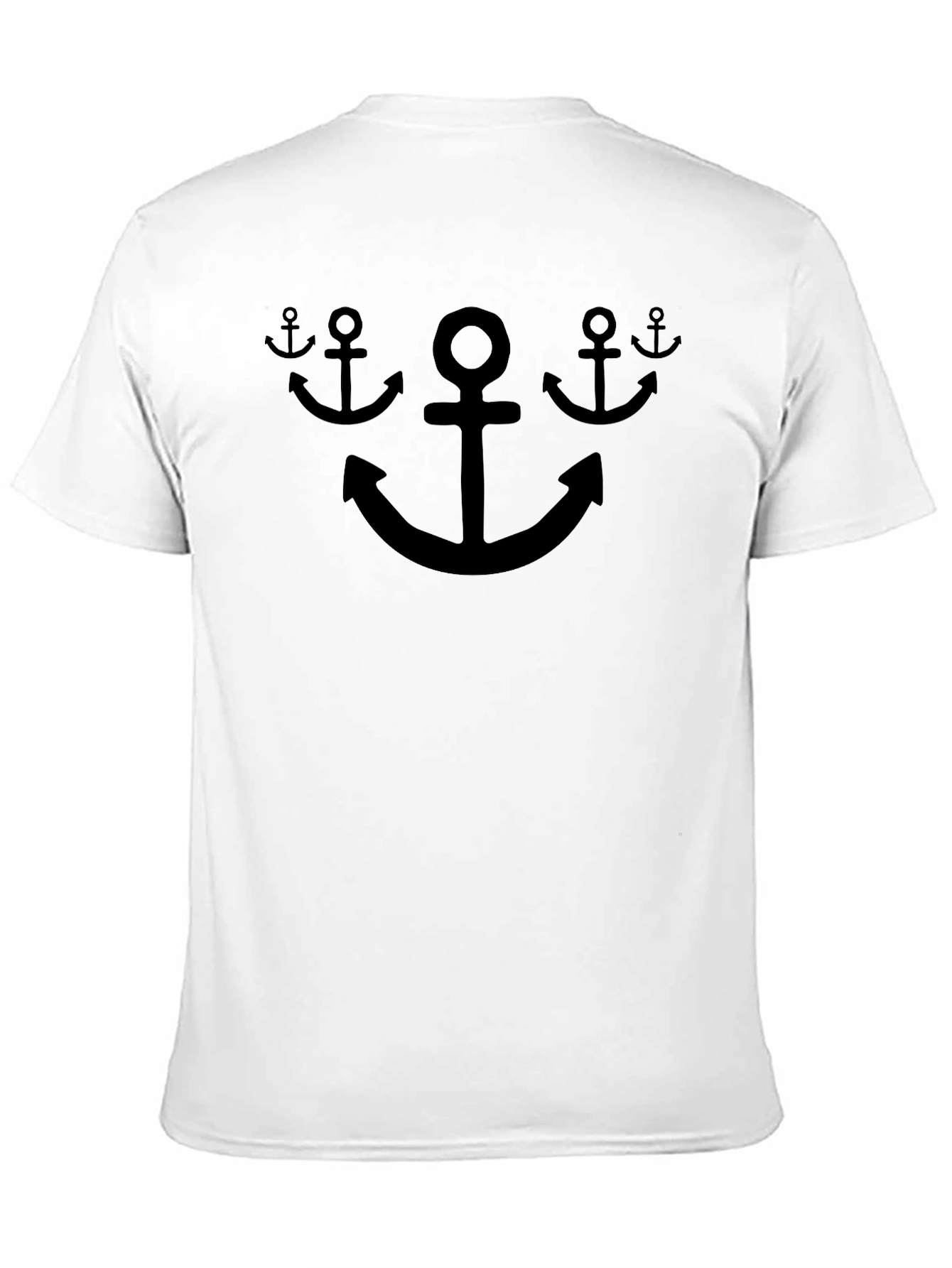 Nautical Anchor Graphic Tee - Black Cotton T-Shirt