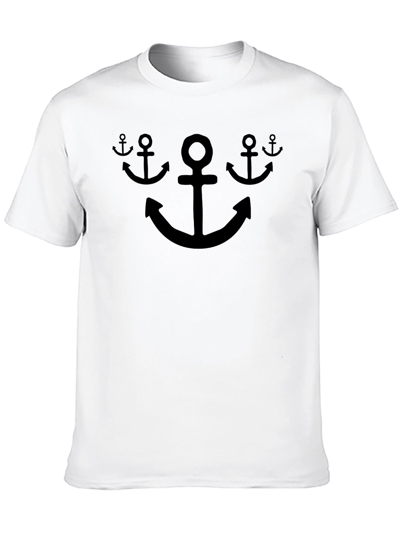 Nautical Anchor Graphic Tee - Black Cotton T-Shirt