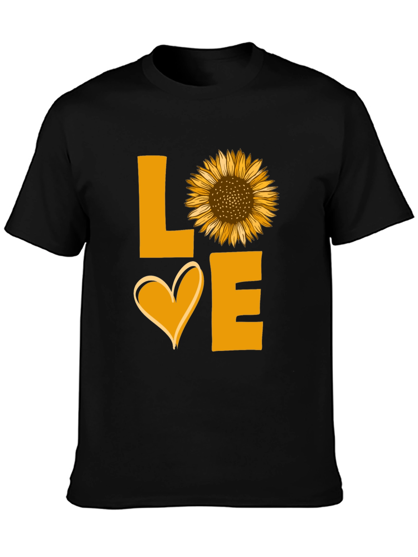 Sunflower Love Graphic Tee - Black Cotton Shirt