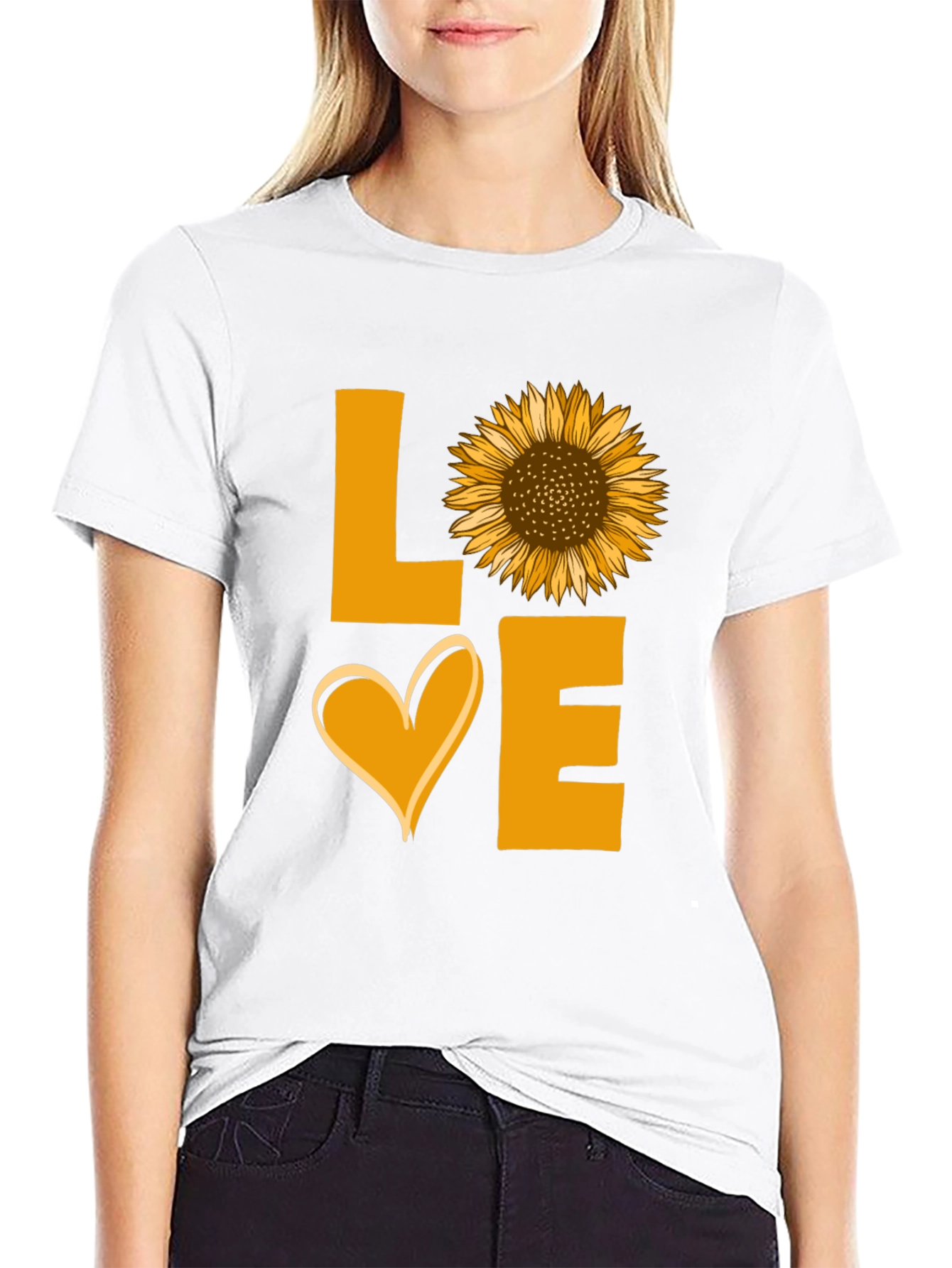 Sunflower Love Graphic Tee - Black Cotton Shirt