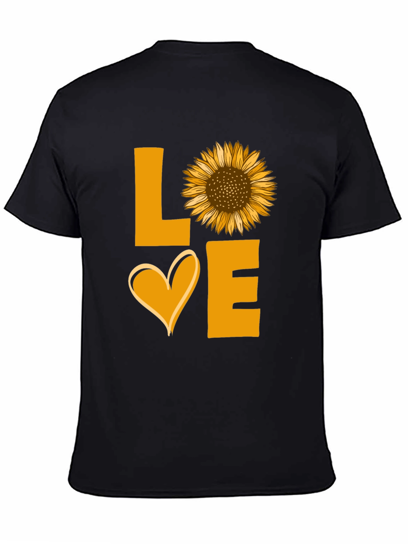 Sunflower Love Graphic Tee - Black Cotton Shirt