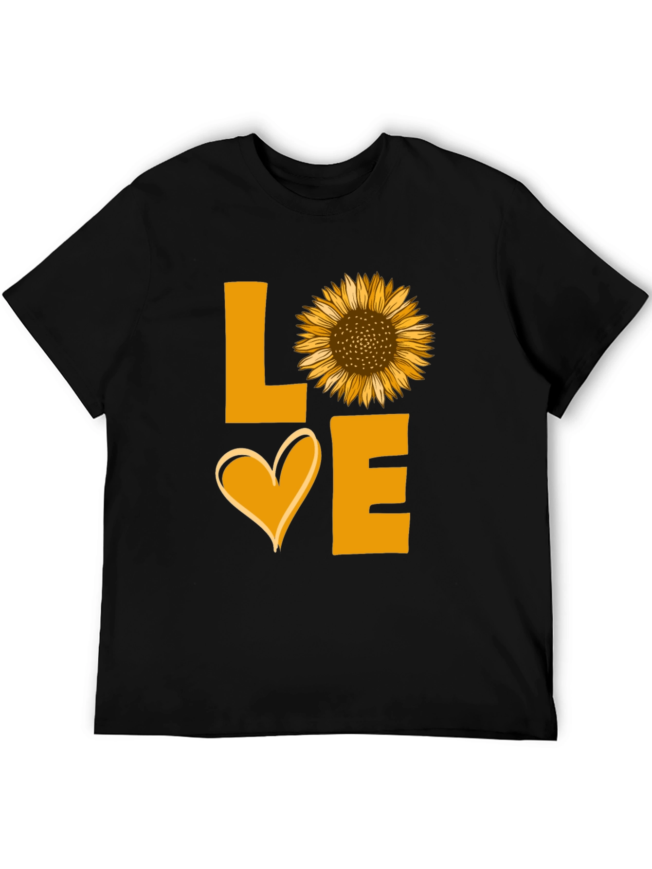 Sunflower Love Graphic Tee - Black Cotton Shirt