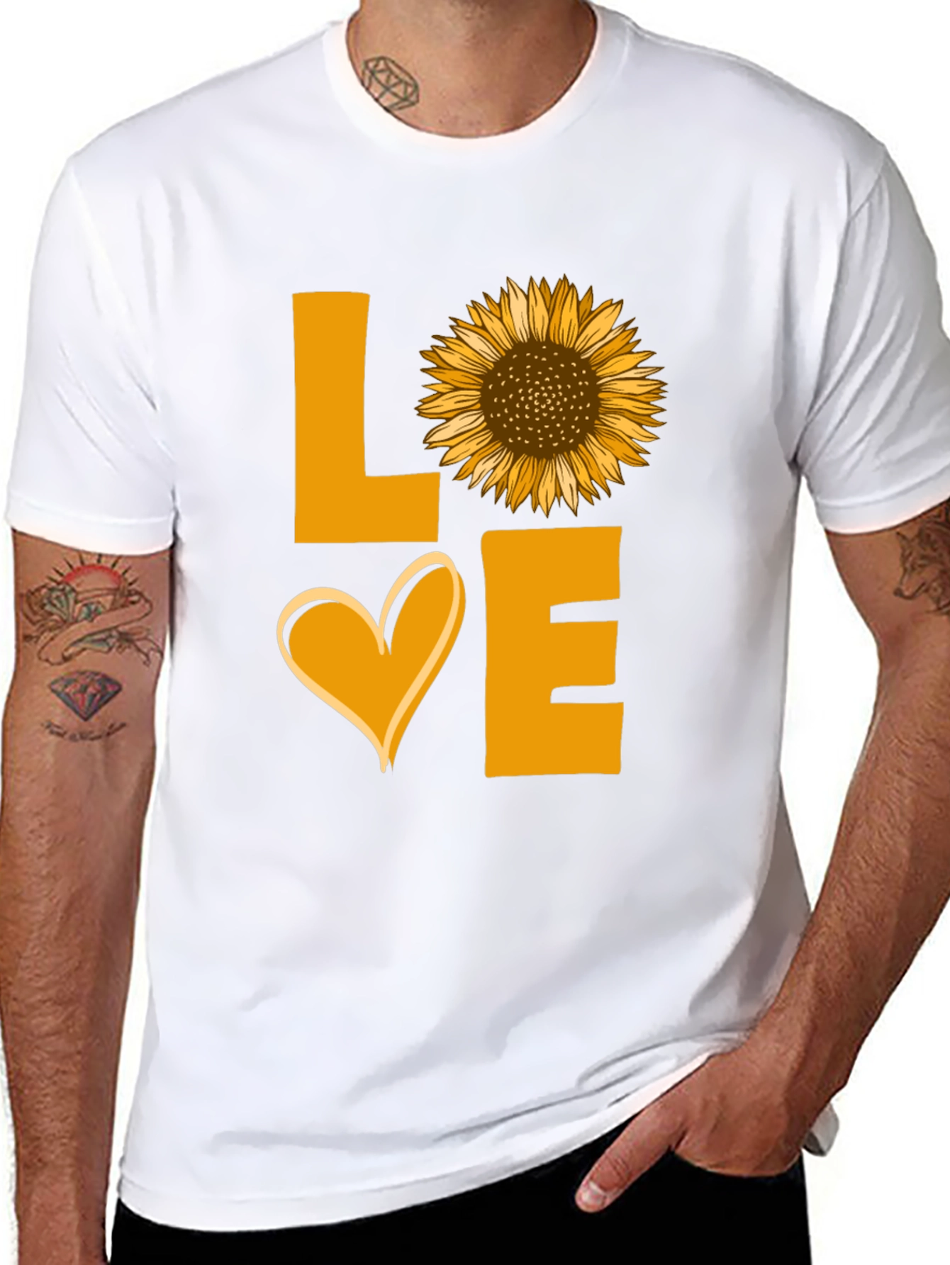 Sunflower Love Graphic Tee - Black Cotton Shirt
