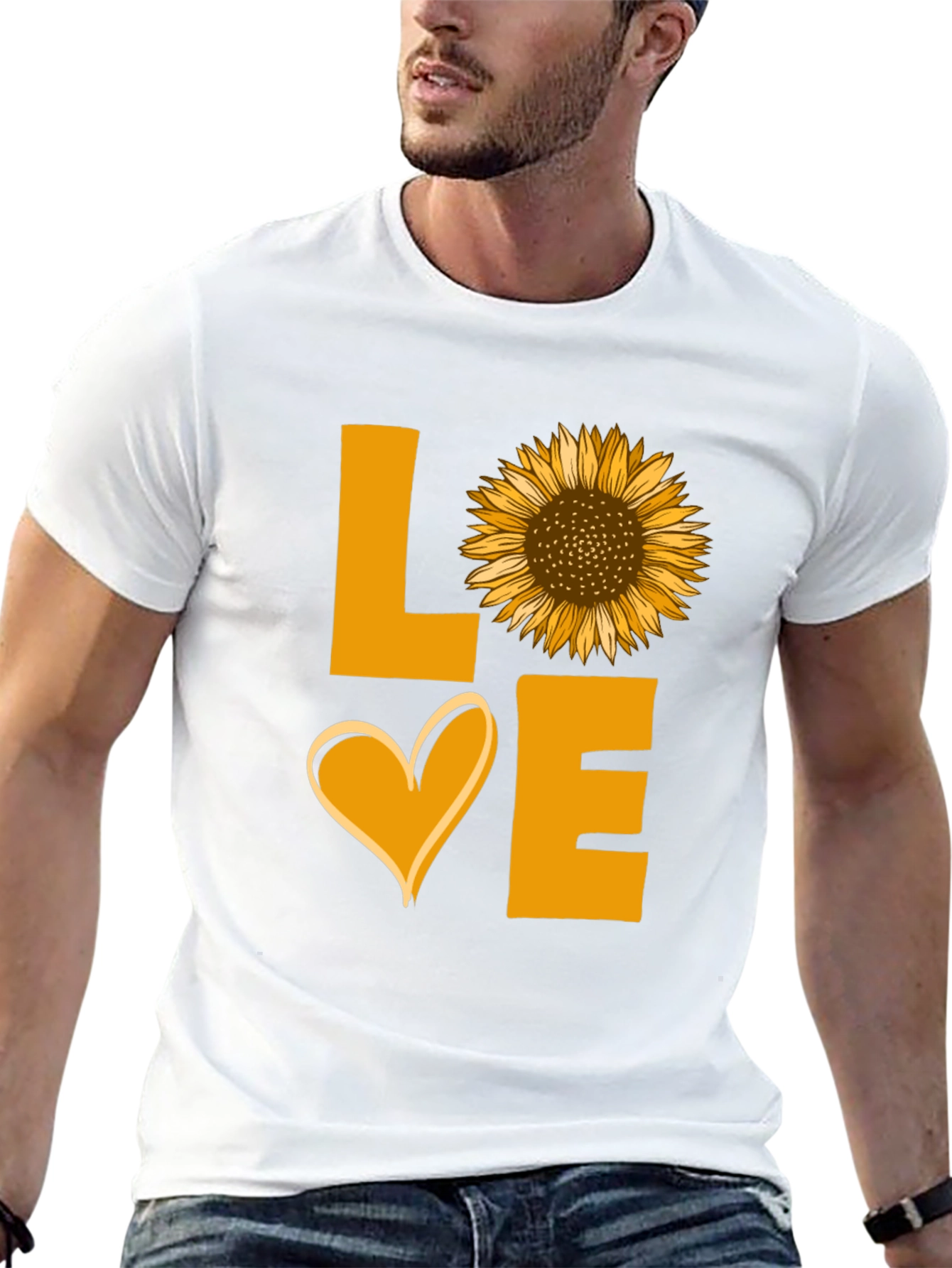 Sunflower Love Graphic Tee - Black Cotton Shirt