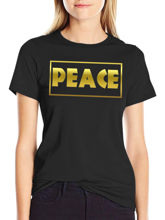 Peace Graphic Tee - Bold Gold Design