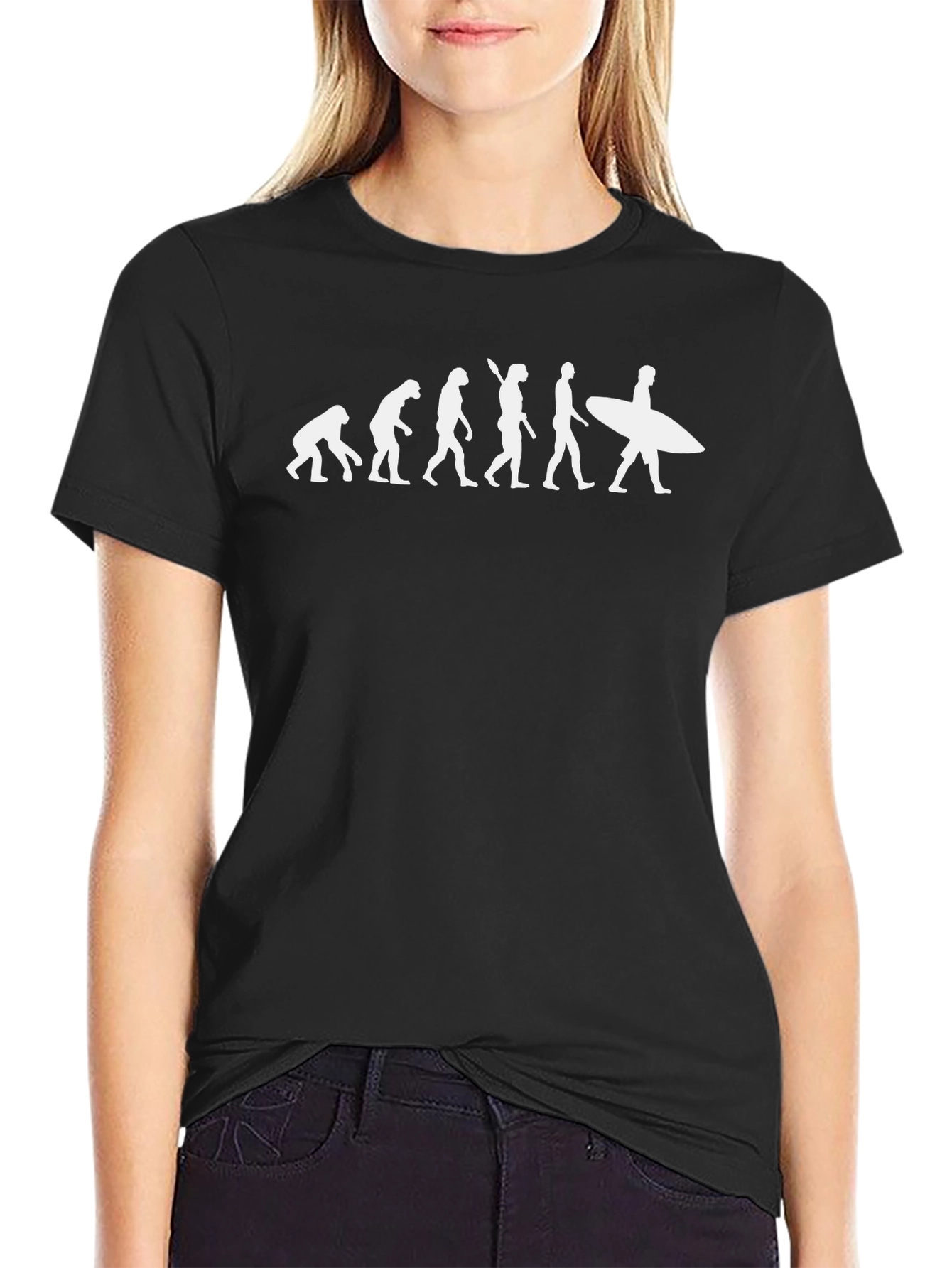 Evolution of Surfing Black T-Shirt