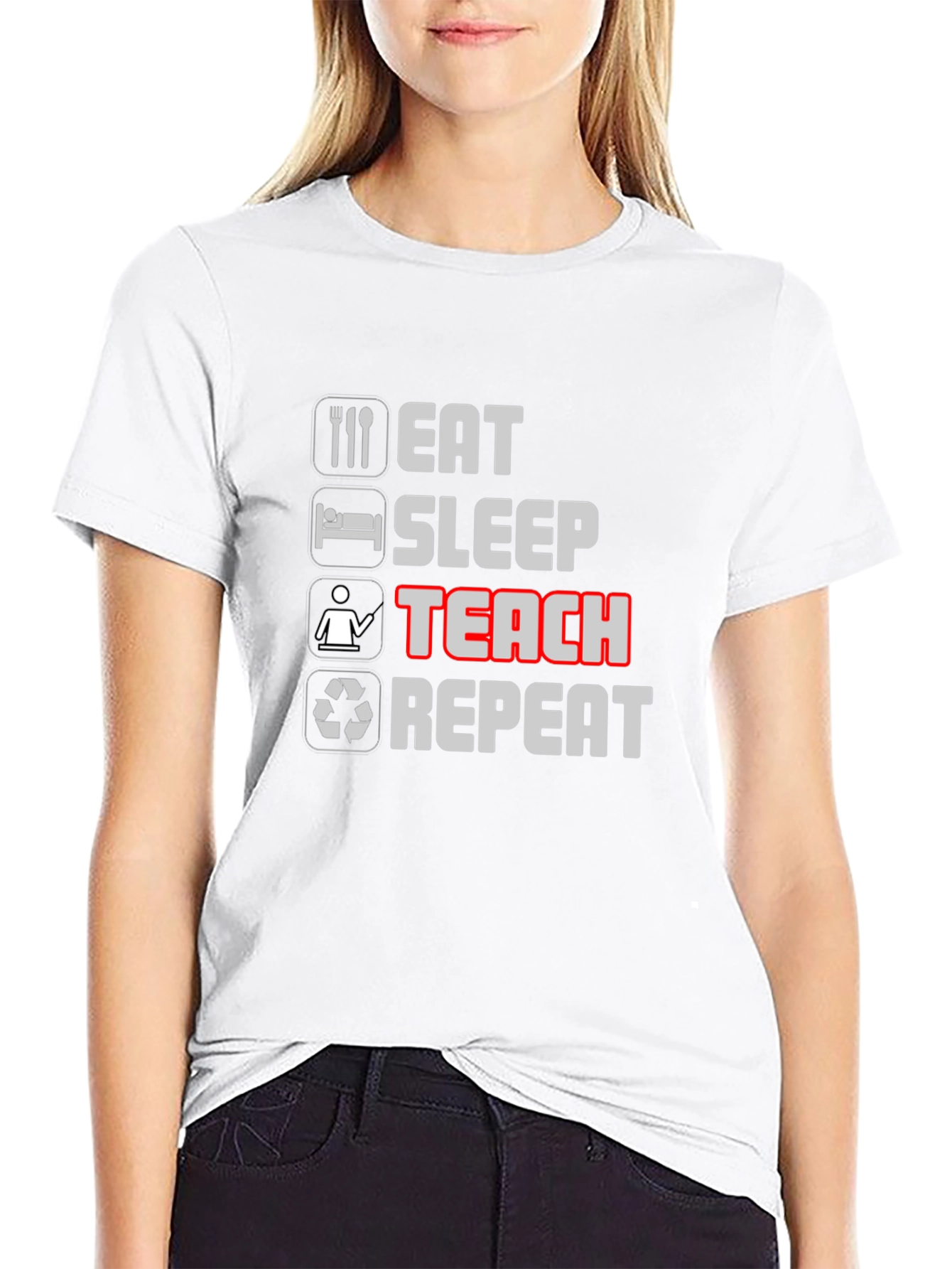 Eat Sleep Teach Repeat Black T-Shirt