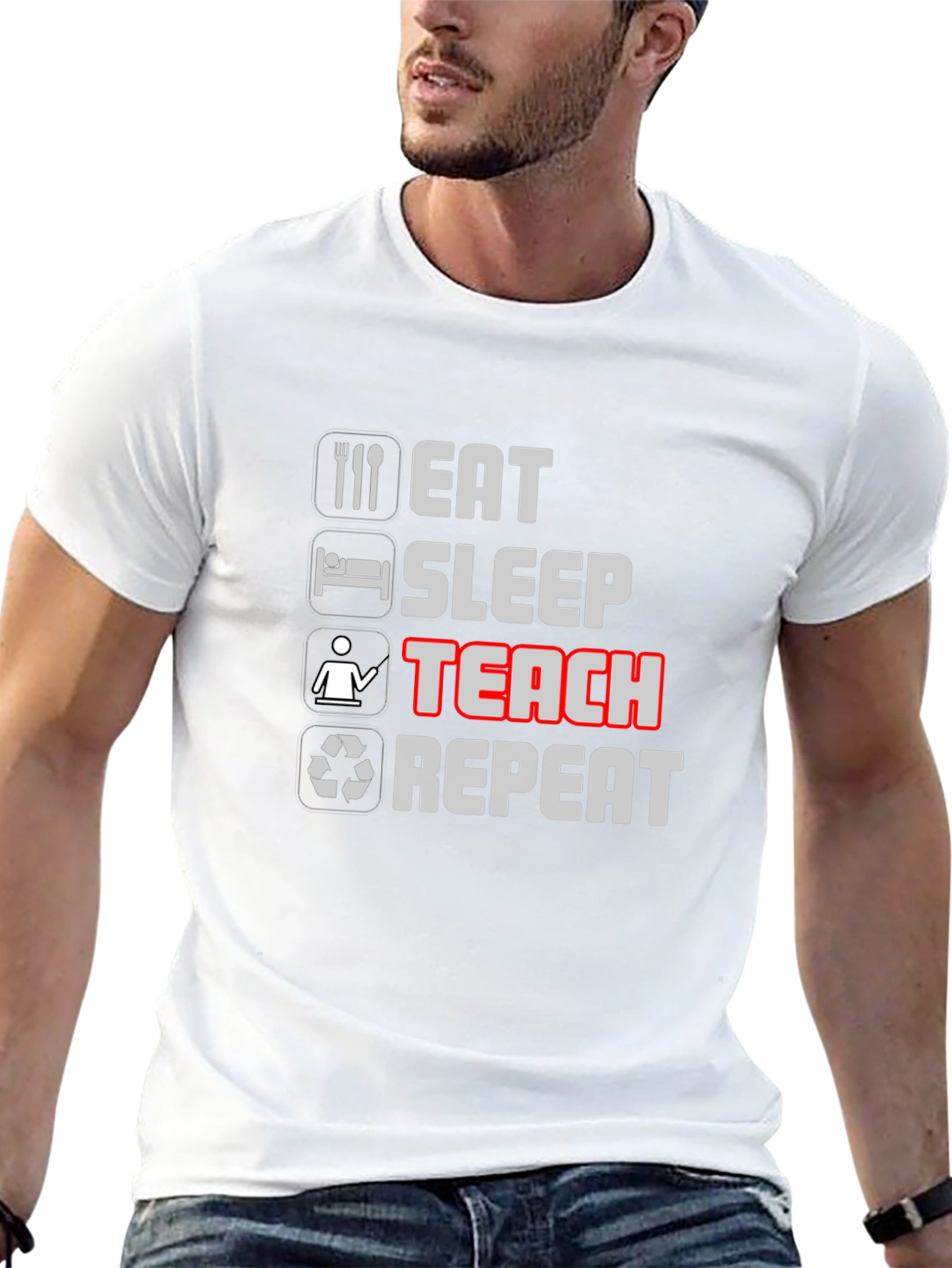 Eat Sleep Teach Repeat Black T-Shirt
