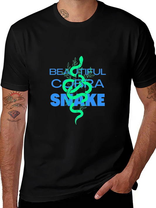 Beautiful Cobra Snake Graphic Tee - Black