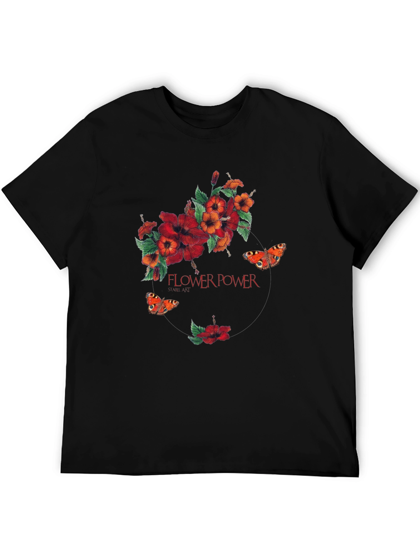Flower Power Graphic Print Black T-Shirt