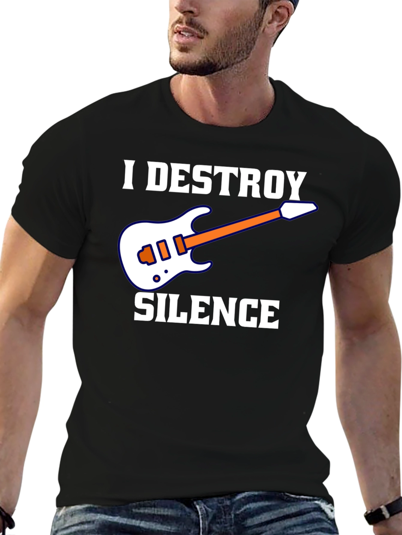 I Destroy Silence Guitar Graphic T-Shirt - Black