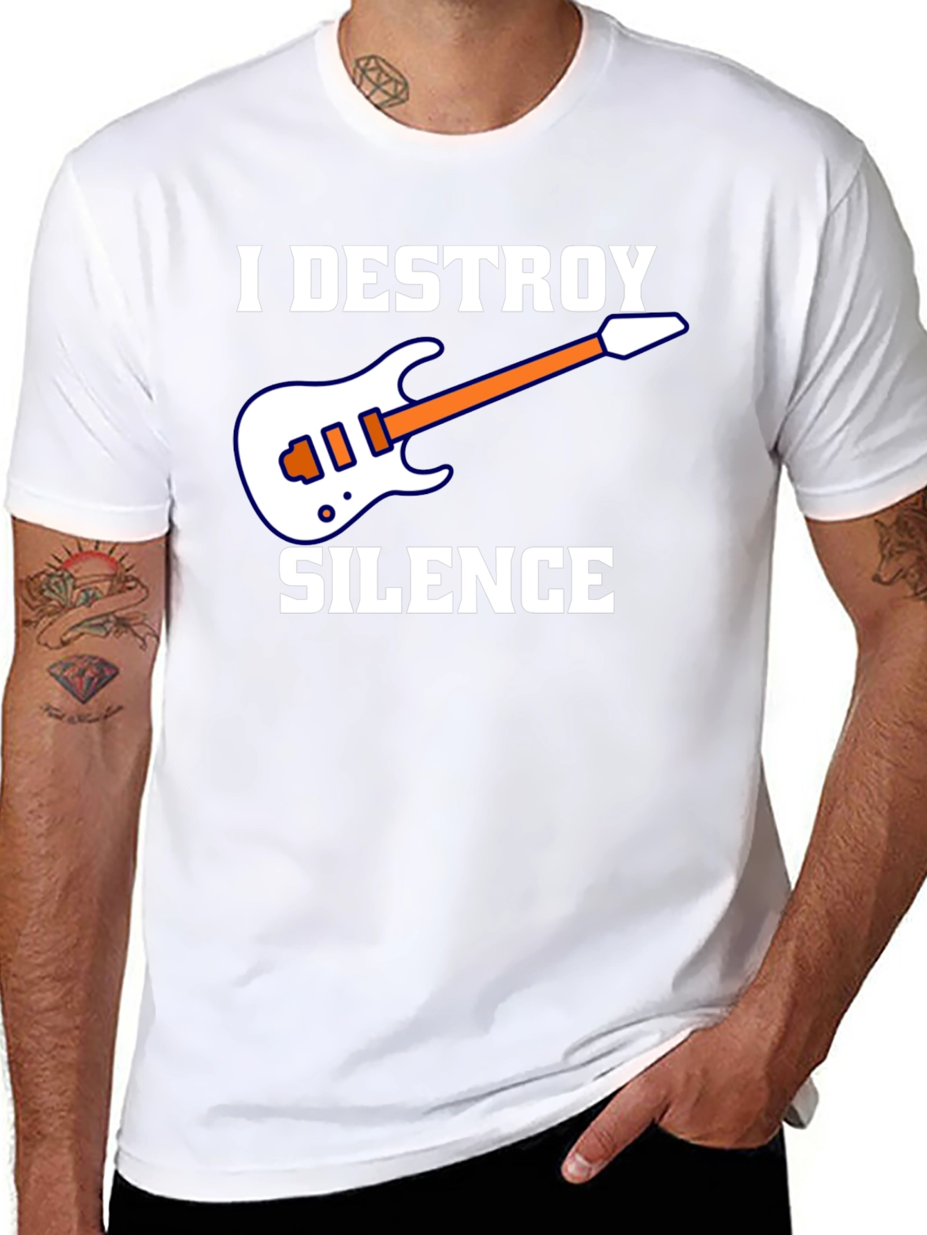 I Destroy Silence Guitar Graphic T-Shirt - Black