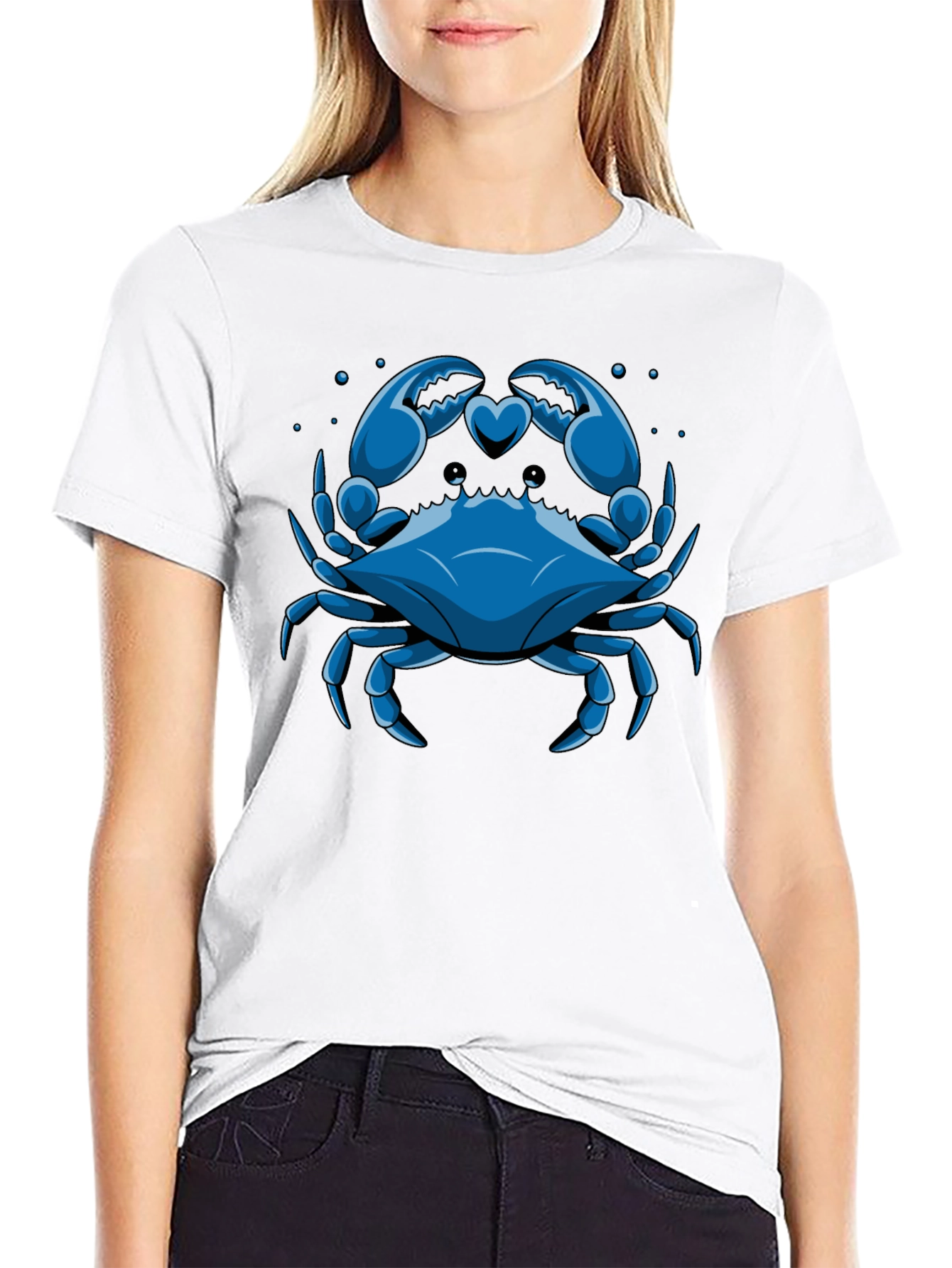 Blue Crab Heart Claws Graphic Tee