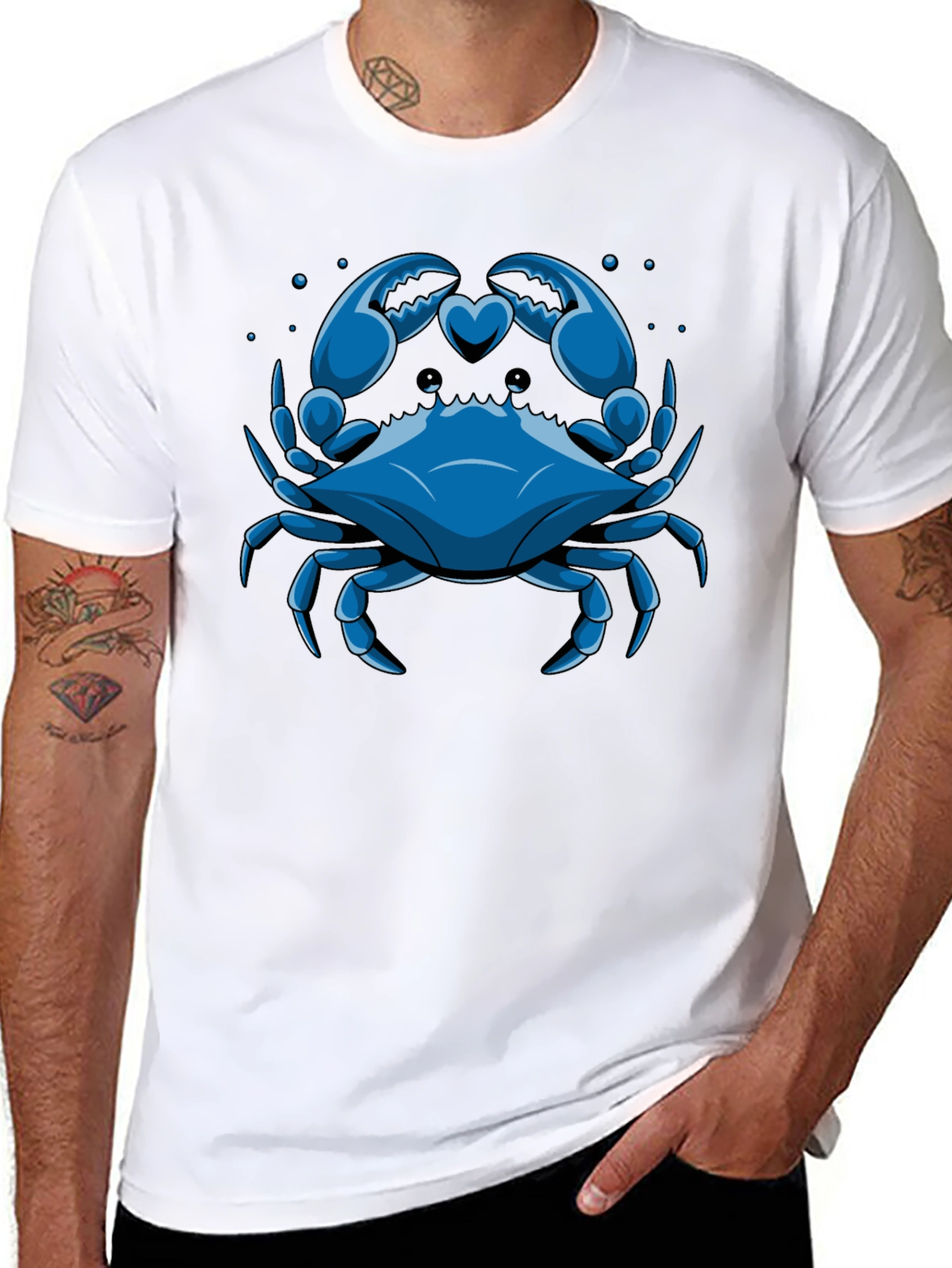 Blue Crab Heart Claws Graphic Tee