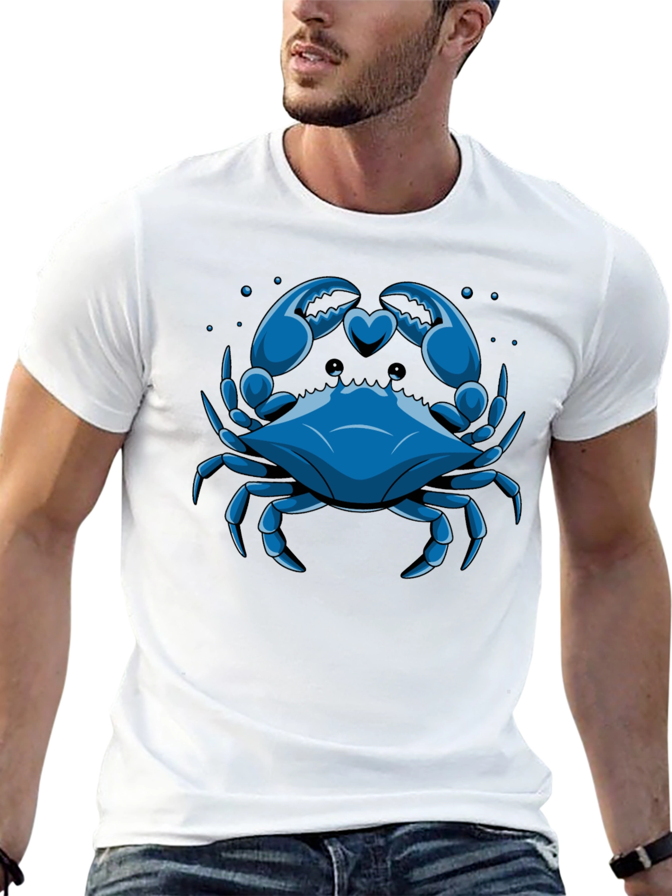 Blue Crab Heart Claws Graphic Tee