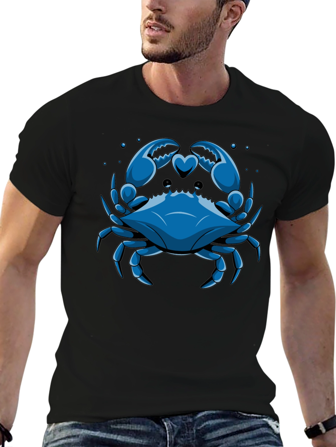 Blue Crab Heart Claws Graphic Tee