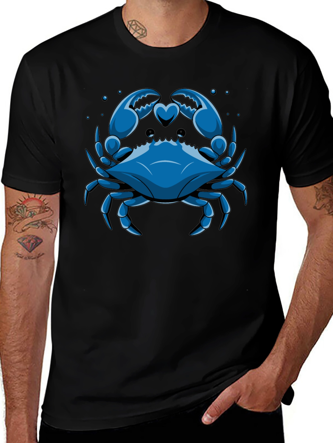 Blue Crab Heart Claws Graphic Tee