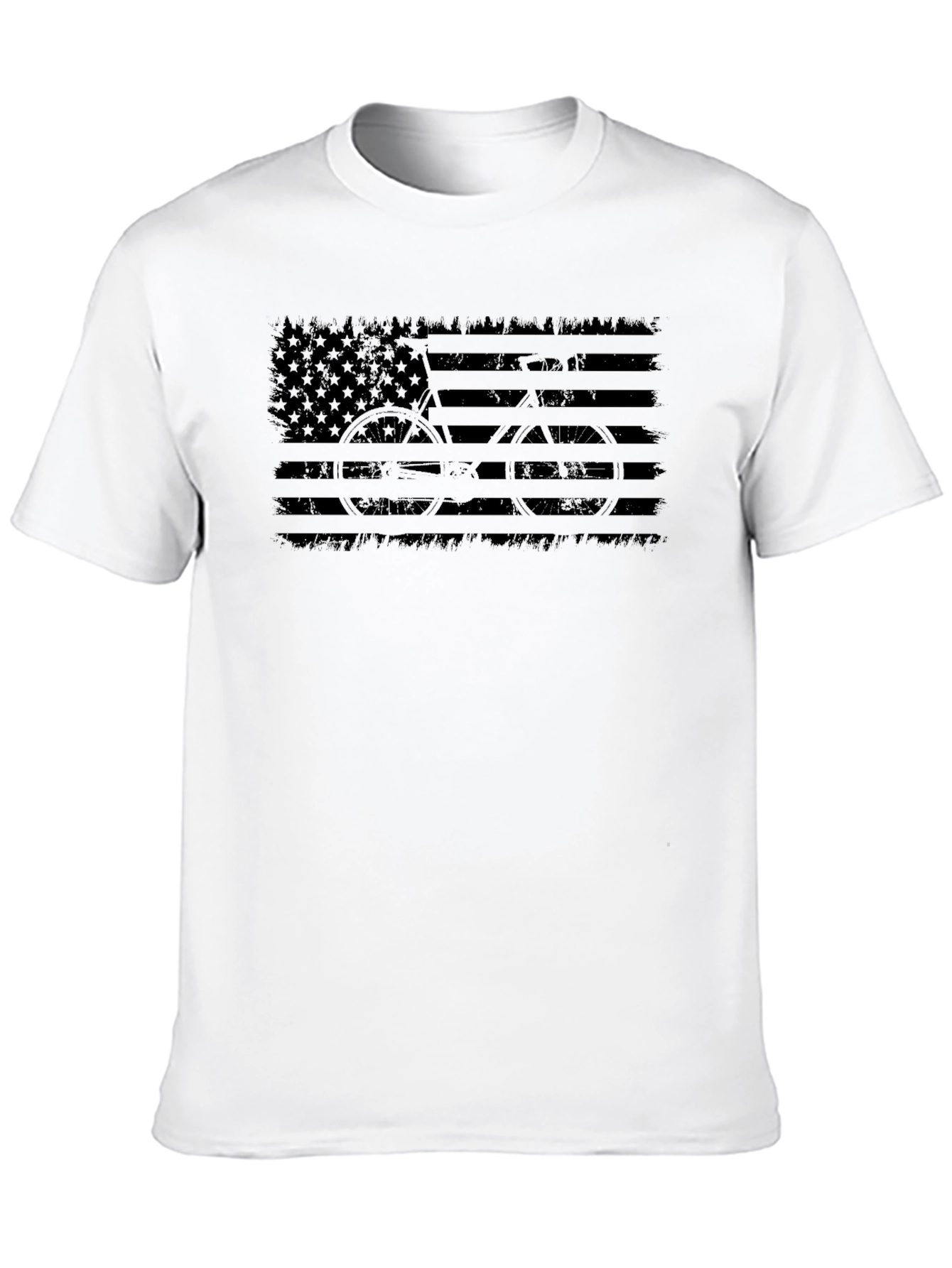 American Flag Bicycle Graphic Black T-Shirt