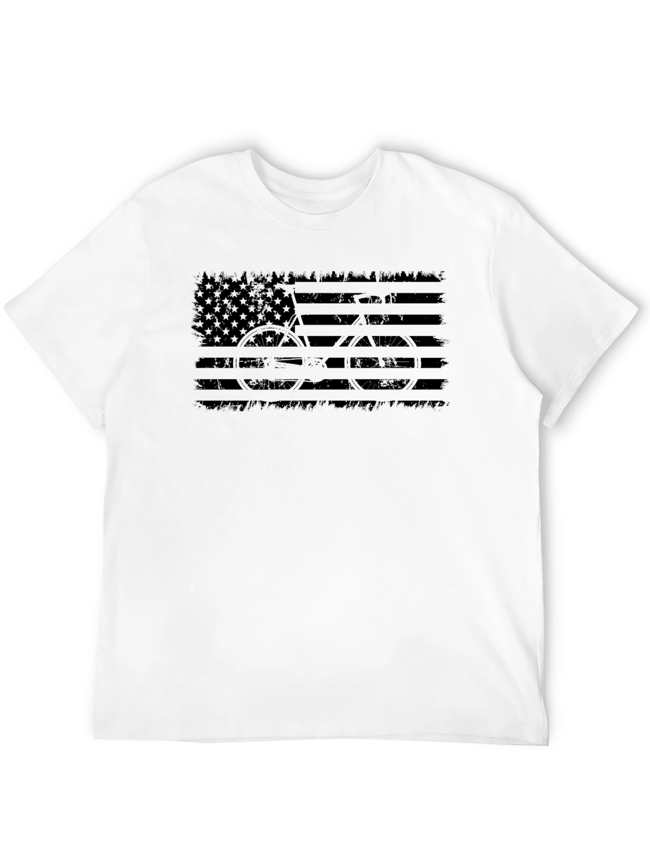 American Flag Bicycle Graphic Black T-Shirt