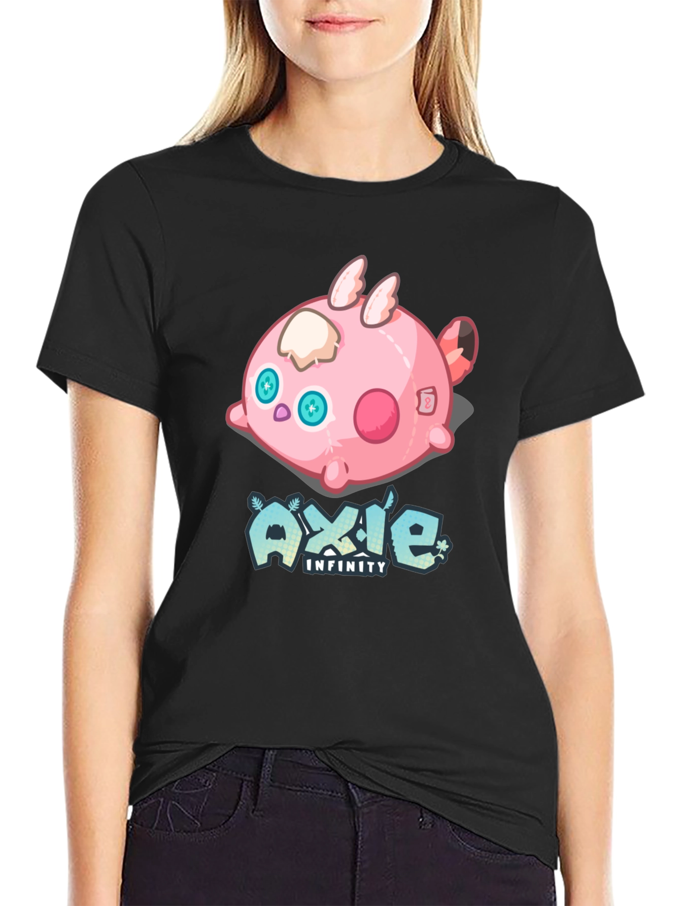 Axie Infinity Cartoon Graphic Black T-Shirt
