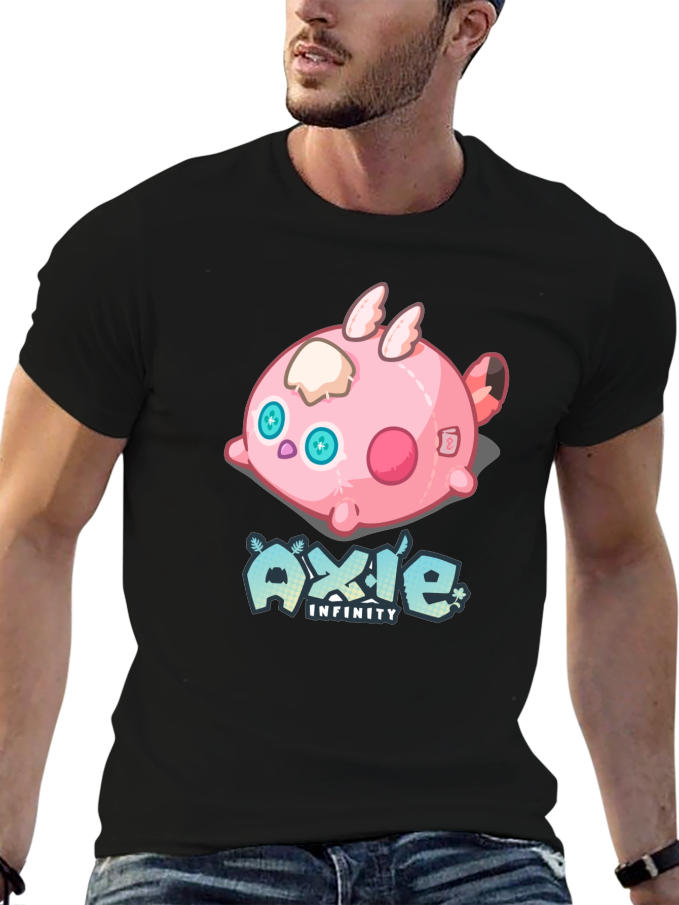 Axie Infinity Cartoon Graphic Black T-Shirt