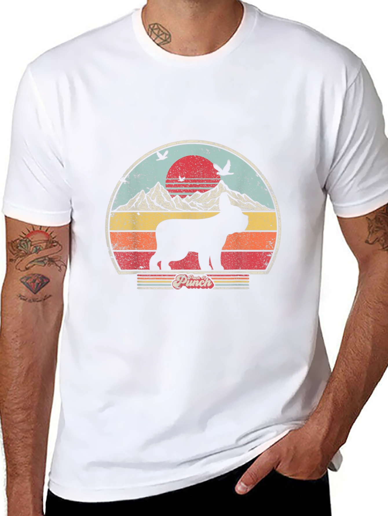 Retro Dog Graphic Tee - Black Cotton Blend