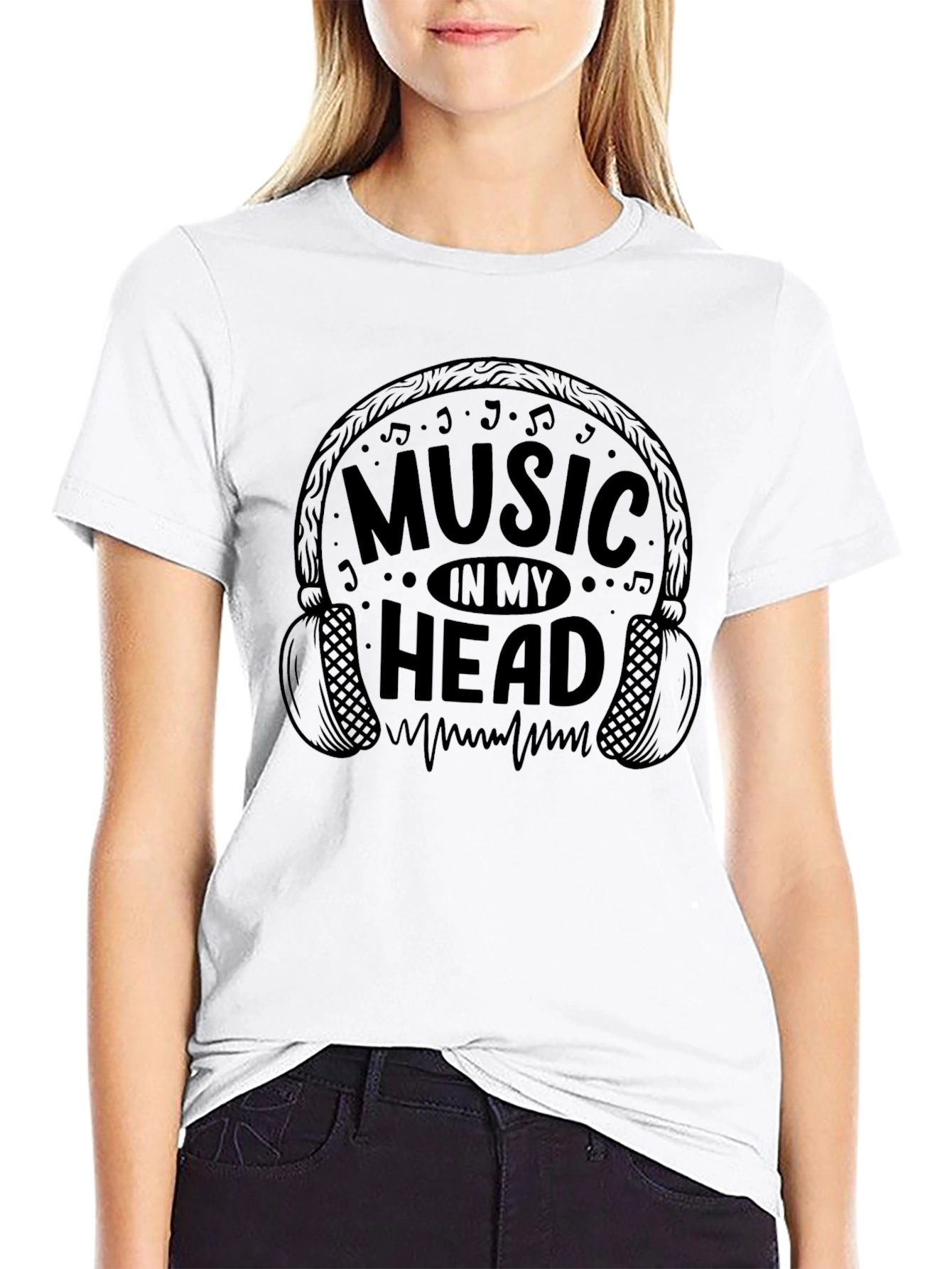 Music In My Head Graphic T-Shirt - Black