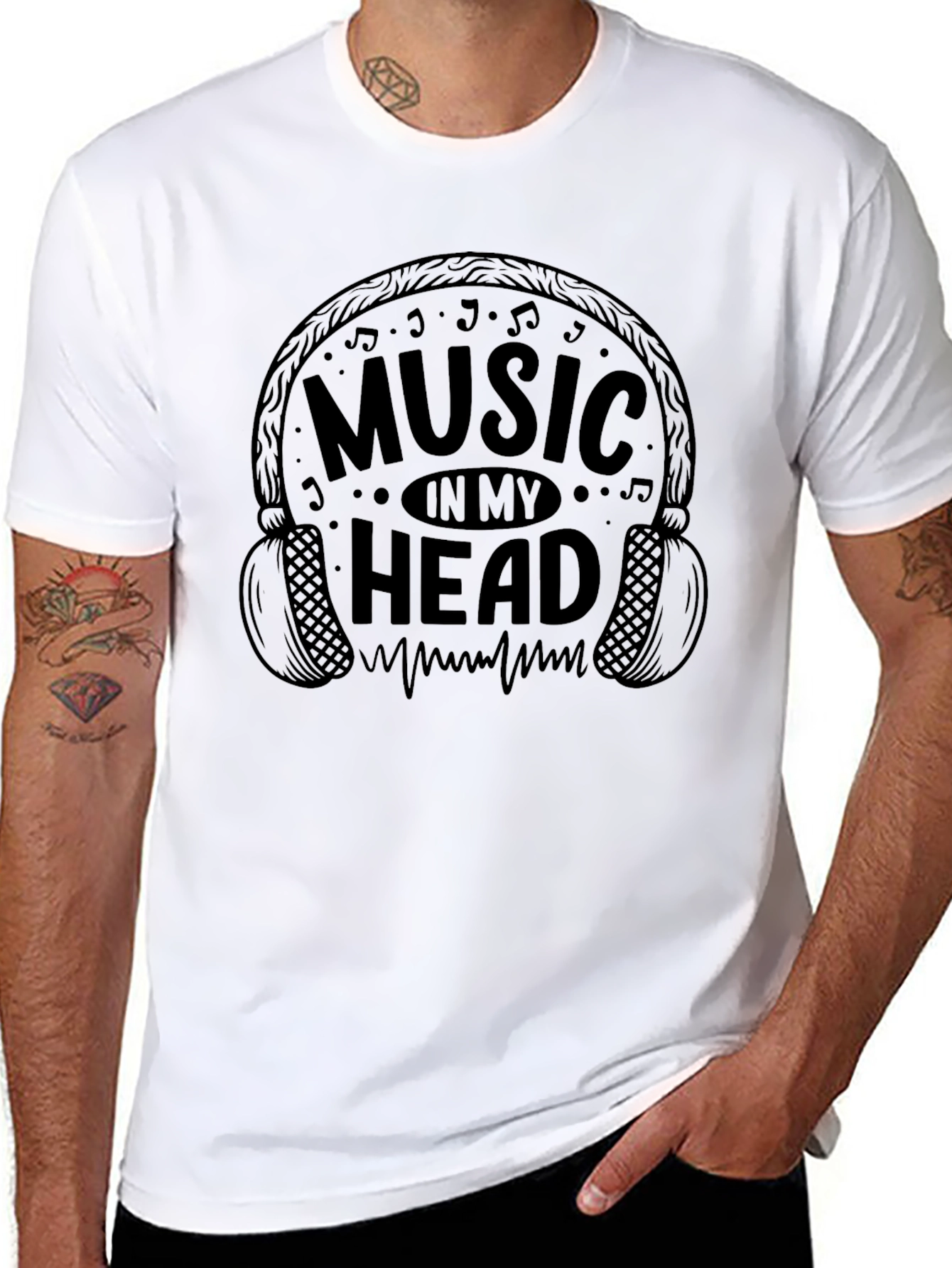 Music In My Head Graphic T-Shirt - Black
