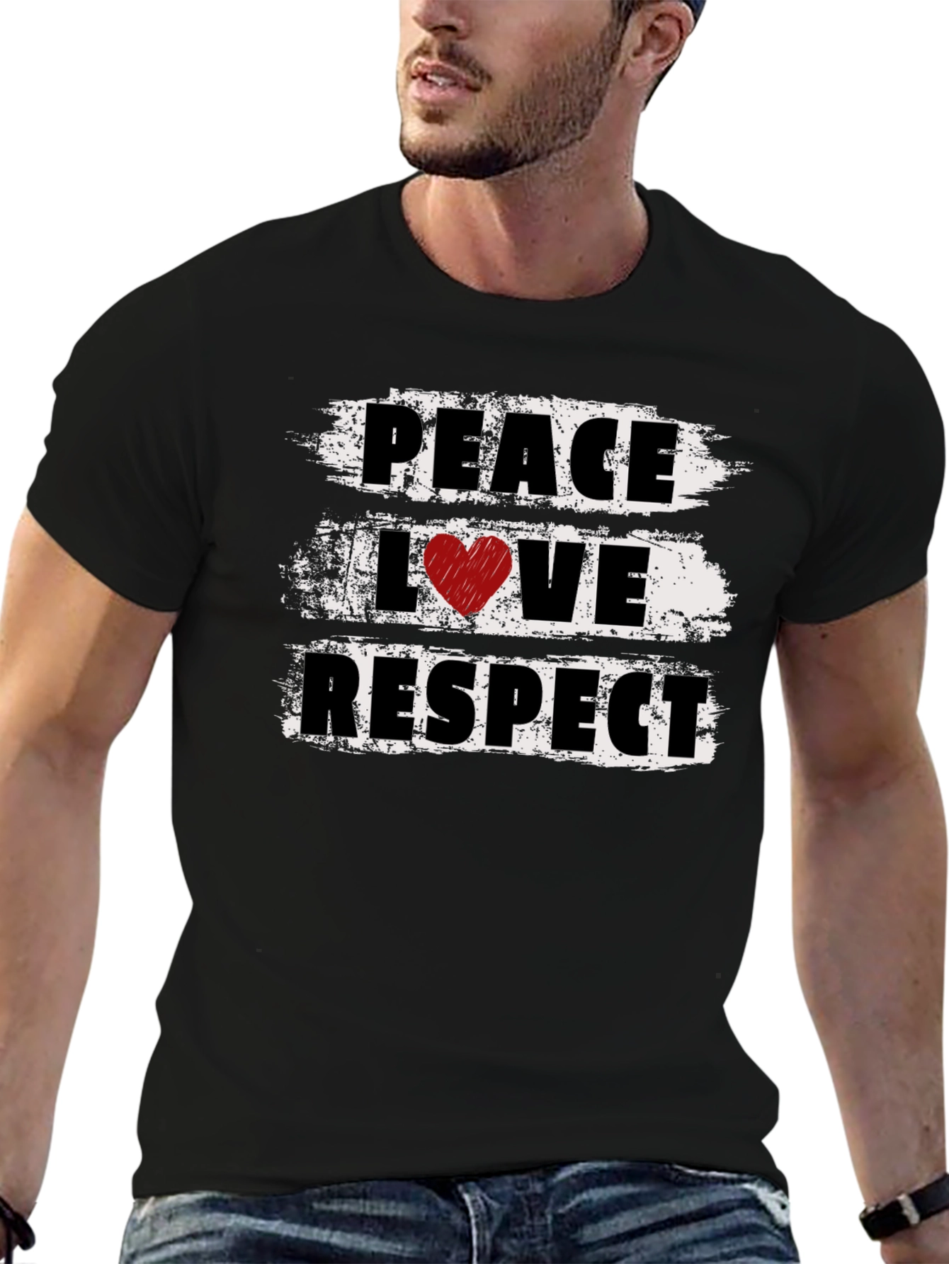 Peace Love Respect Graphic Tee - Unisex Black T-Shirt