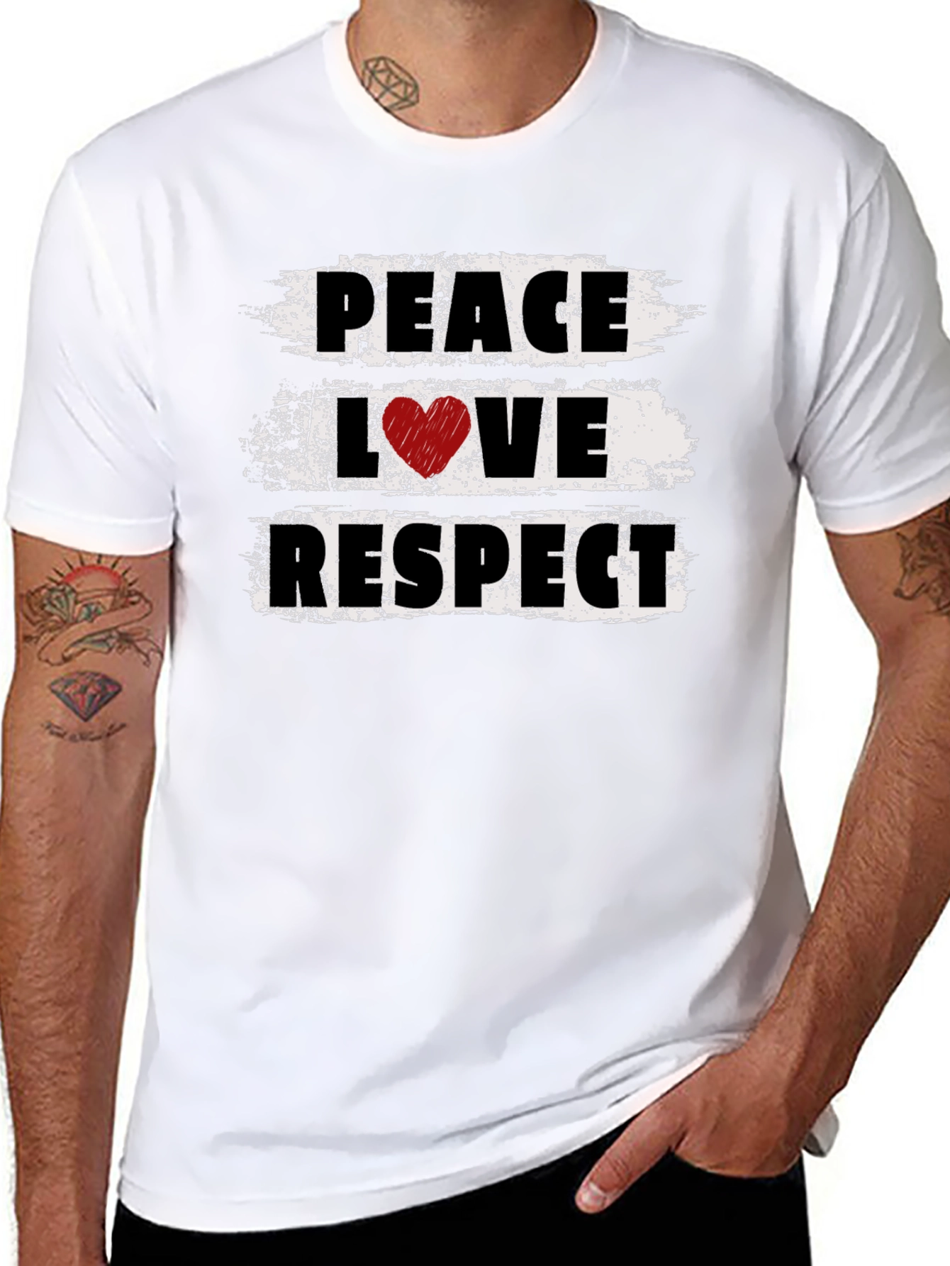 Peace Love Respect Graphic Tee - Unisex Black T-Shirt