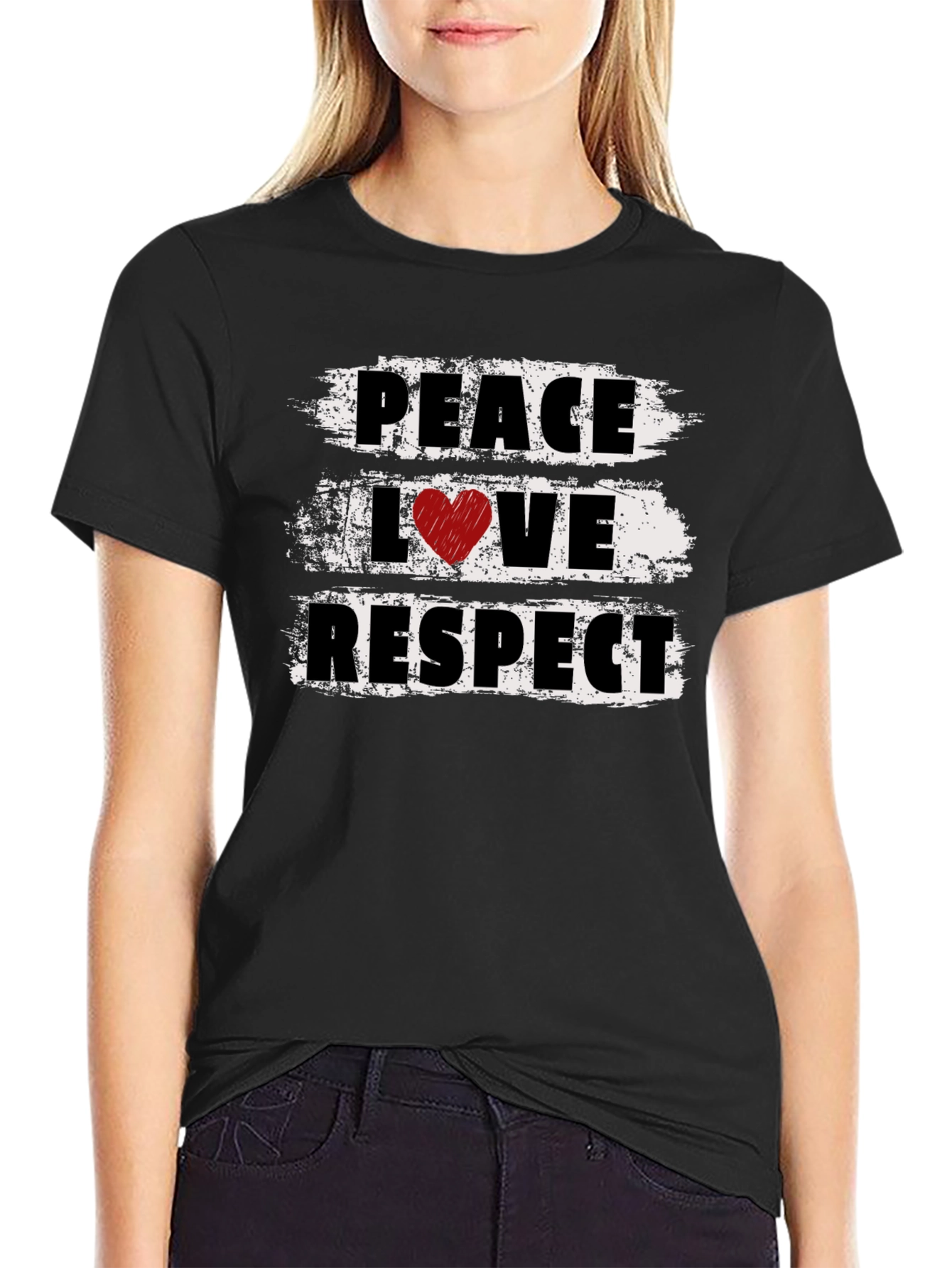 Peace Love Respect Graphic Tee - Unisex Black T-Shirt