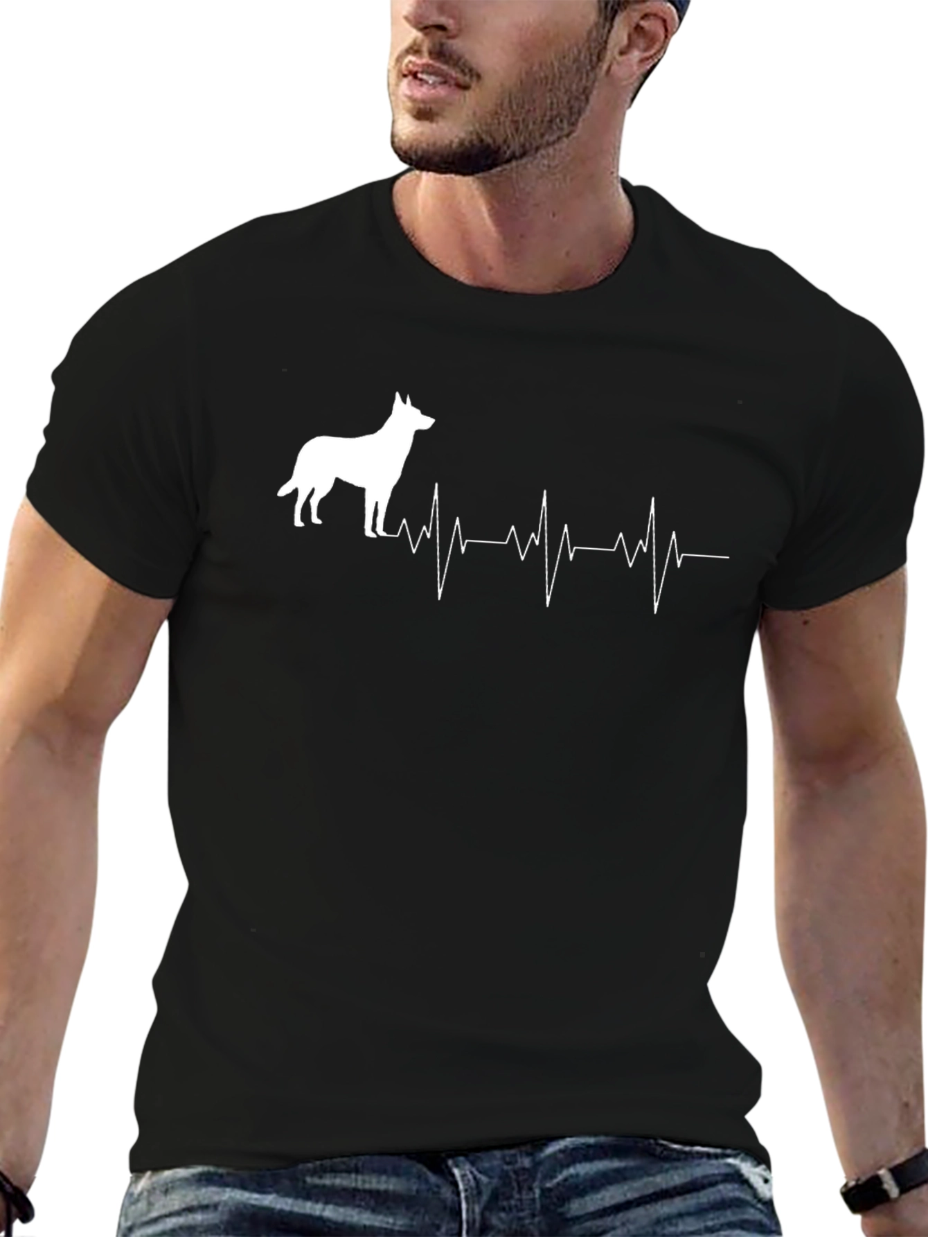Dog Breed Heartbeat Graphic Tee - Black