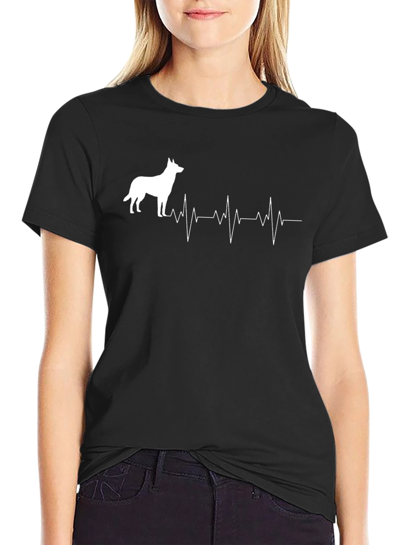 Dog Breed Heartbeat Graphic Tee - Black